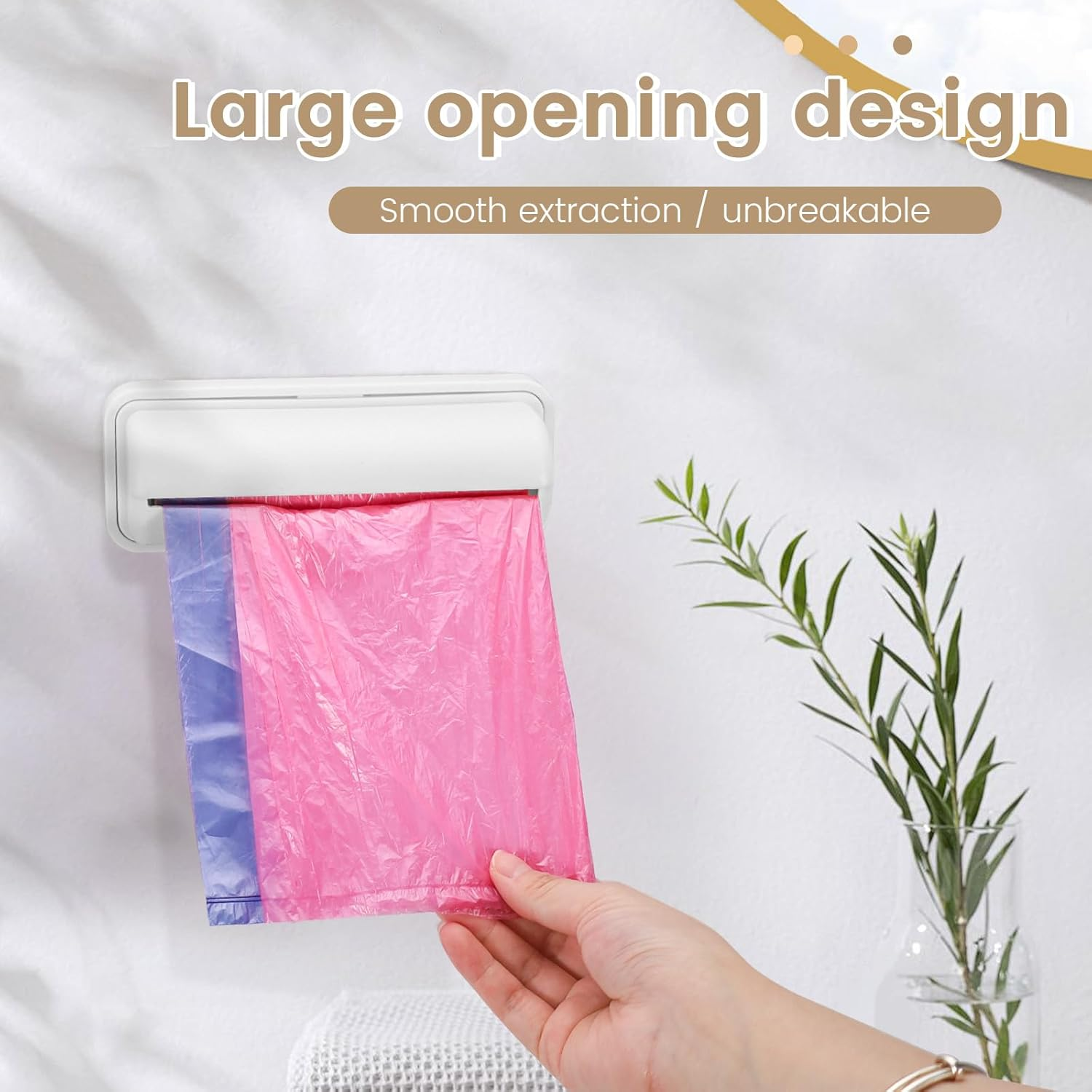 2 PCS Wall Mount Trash Bag Dispenser Roll Holder, Kitchen Garbage Bag Storage Box Roll Holder, Plastic Bag Holder Organizer under Sink (Grey) image number 2