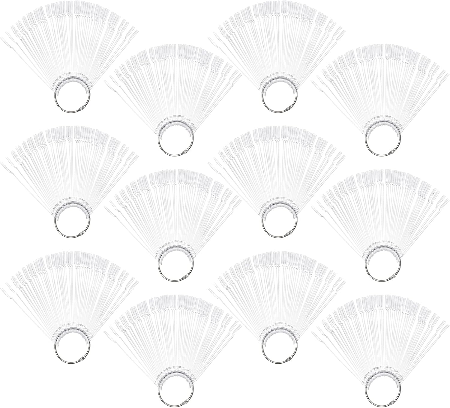 Hedume 12 Set Total 600 Tips Clear Nail Swatches Sticks with Metal Screw Split Ring Holder, Transparent Fan-Shaped Nail Art Tips, Nail Art Supplies for Nail Art Polish Display and Home DIY image number 2
