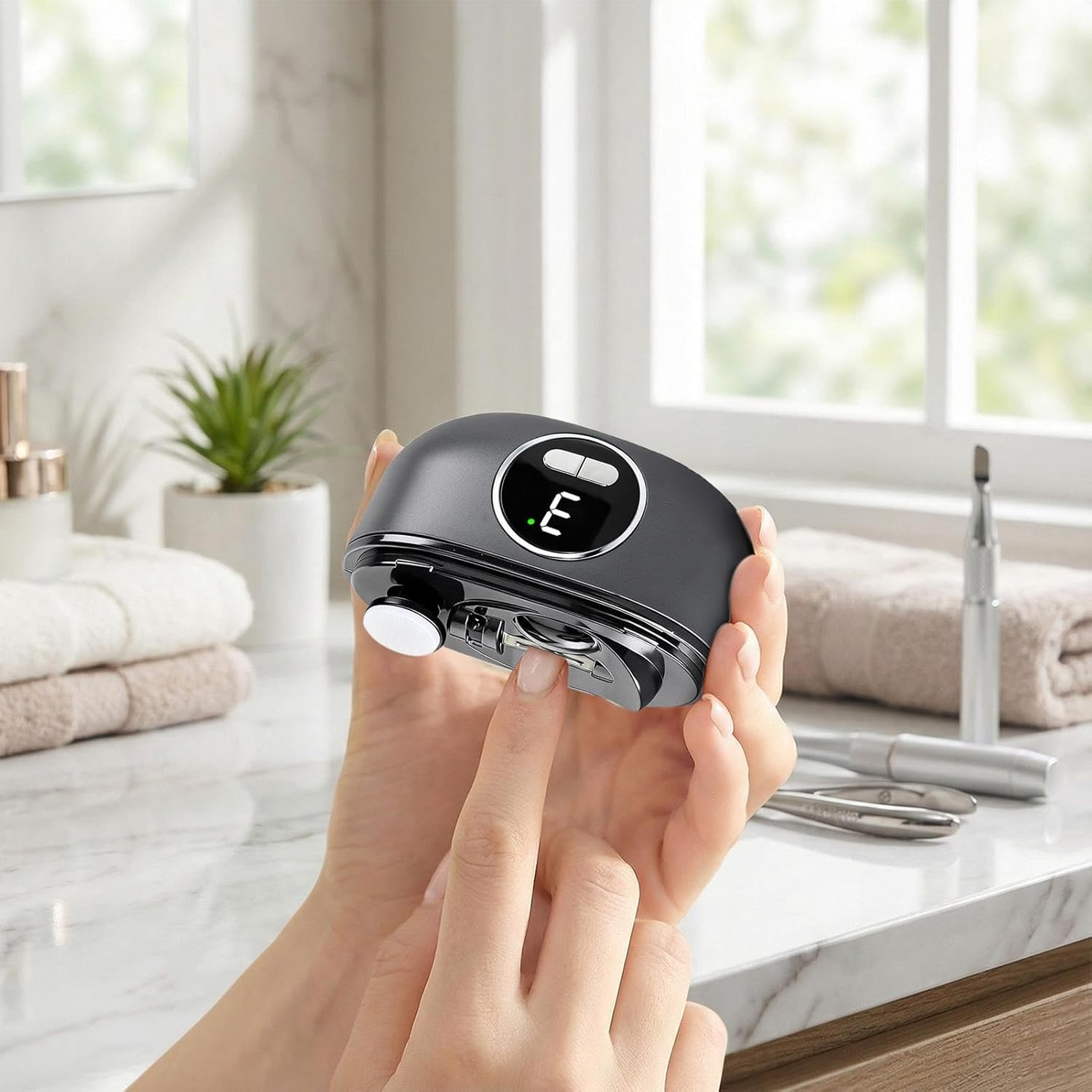 Electric Nail Clippers, Automatic Nail Clippers and Polisher 2 in 1, Cordless Rechargeable Fingernail Cutter, USB Rechargeable Quiet LED Trimmer for Friends Students Men Women Home Indoor image number 6