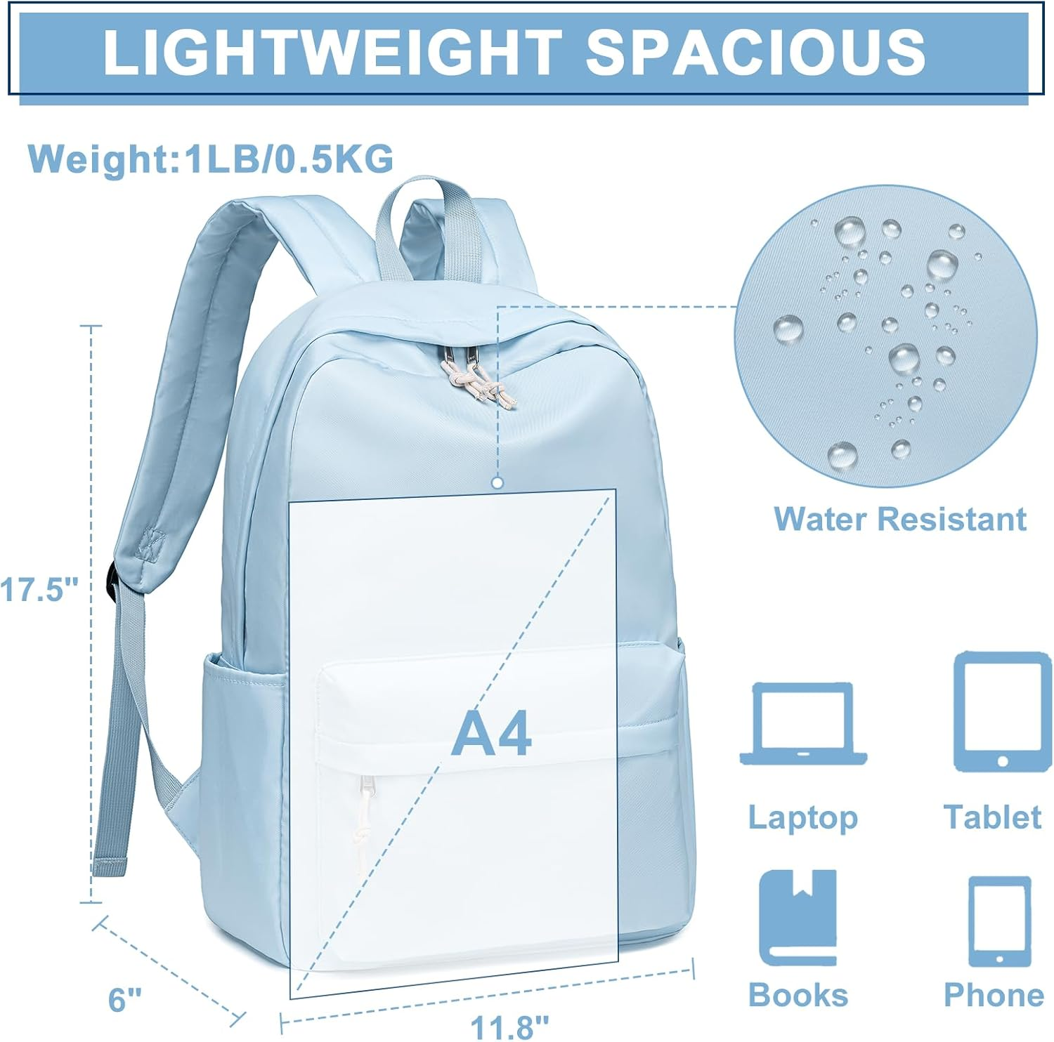 Bluboon Backpack for School Kids Backpack Girls Bookbag Laptop Backpack Gifts for Women image number 4