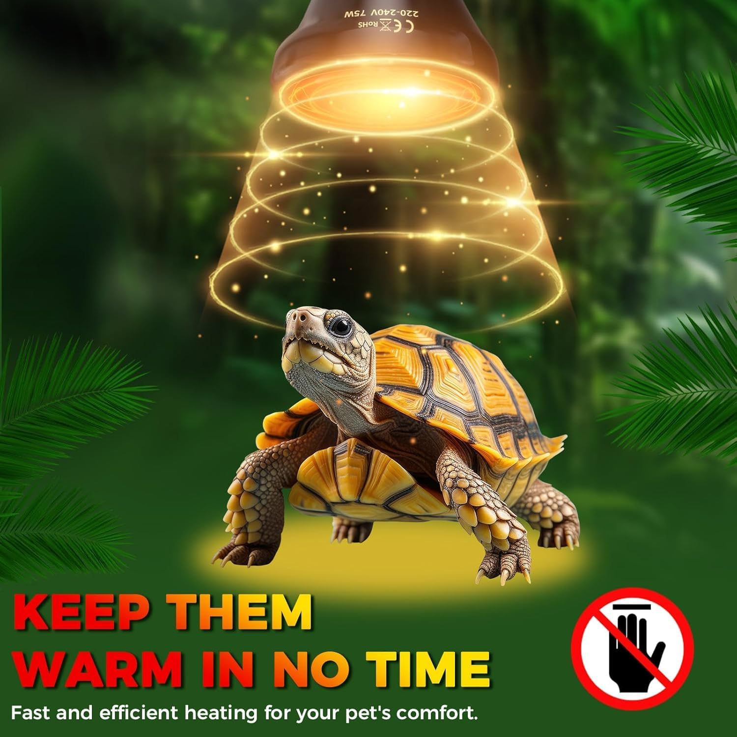 Glowup 75W Reptiles Heat Lamp Bulb,No Light Ceramic Heat Emitter,E27 Black Heatbulb for Reptiles,Ceramic Heat Bulb for Tortoise/Bearded Dragon/Lizard/Snake/Puppies/Aquarium-2Pack image number 4