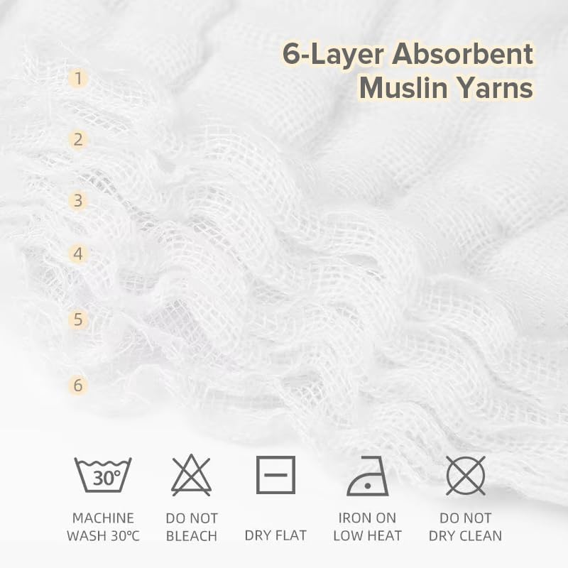 Muslin Burp Cloths 100% Cotton Baby Washcloths Face Cloths Large 20''X10'' Extra Soft and Absorbent Baby Burping Cloth for Boys and Girls | Pack of 6 (Blush) - Blue image number 3