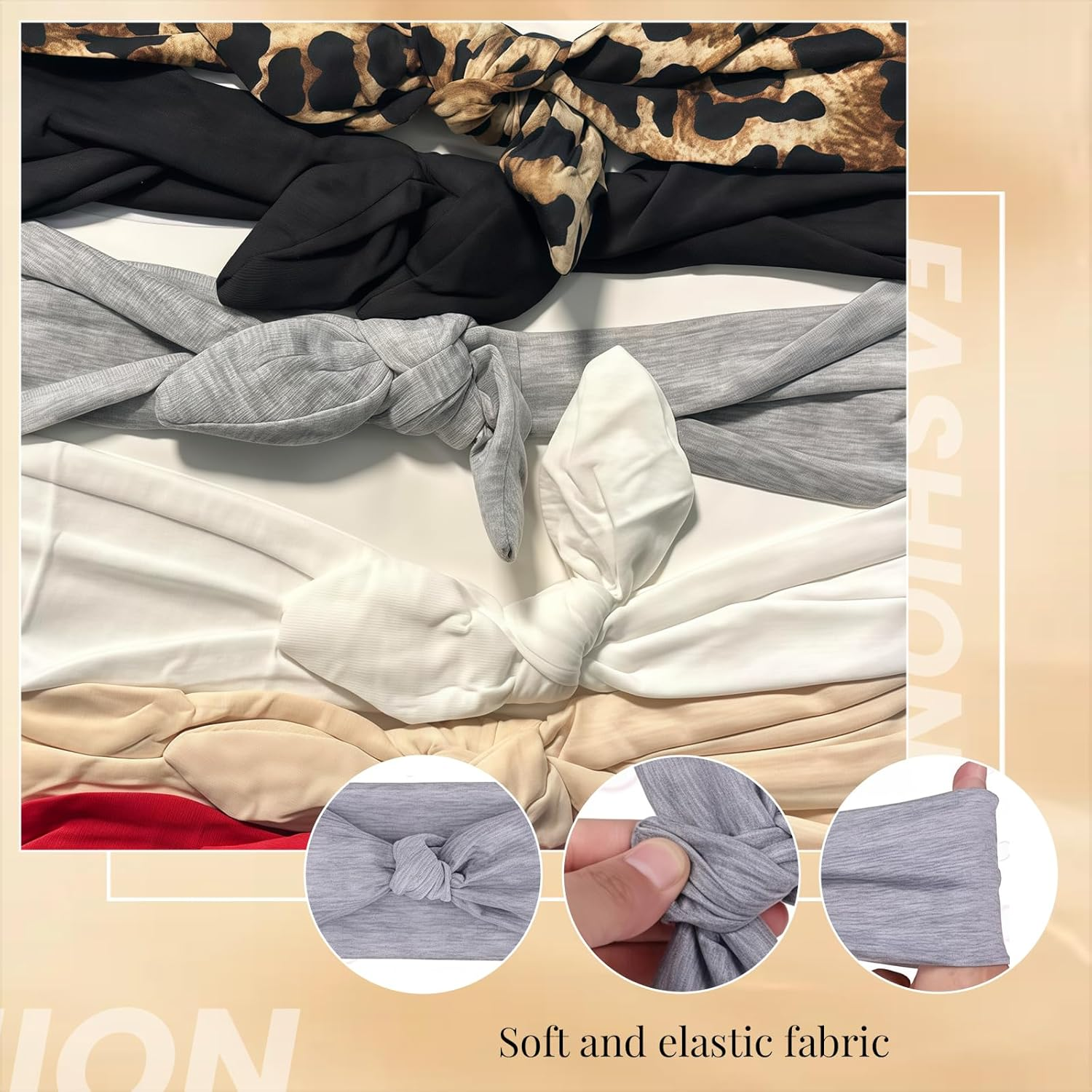 Pack of 6 Women'S Headbands, Elastic Hair Band, Boho Style, Non-Slip Wide Hair Band for Women, Girls for Sports, Yoga, Everyday Use (Multi-Colour) image number 5