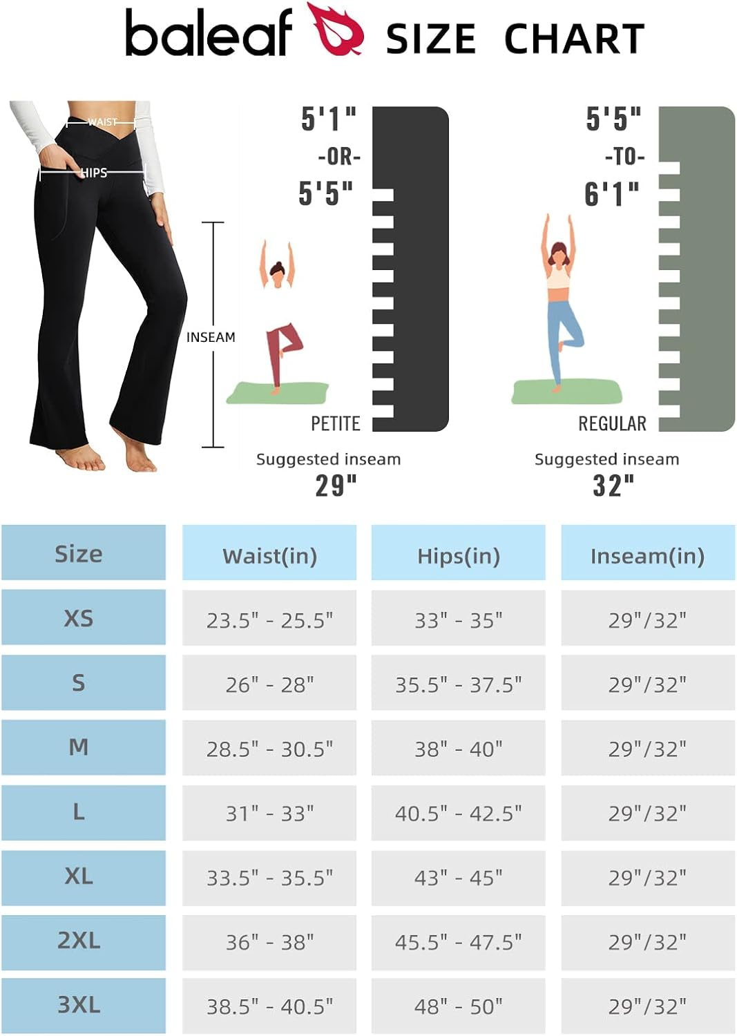 Baleaf Flare Leggings for Women Yoga Pants Trendy Bell Bottom Leggings Crossover High Waist Track Pants with Pockets image number 2