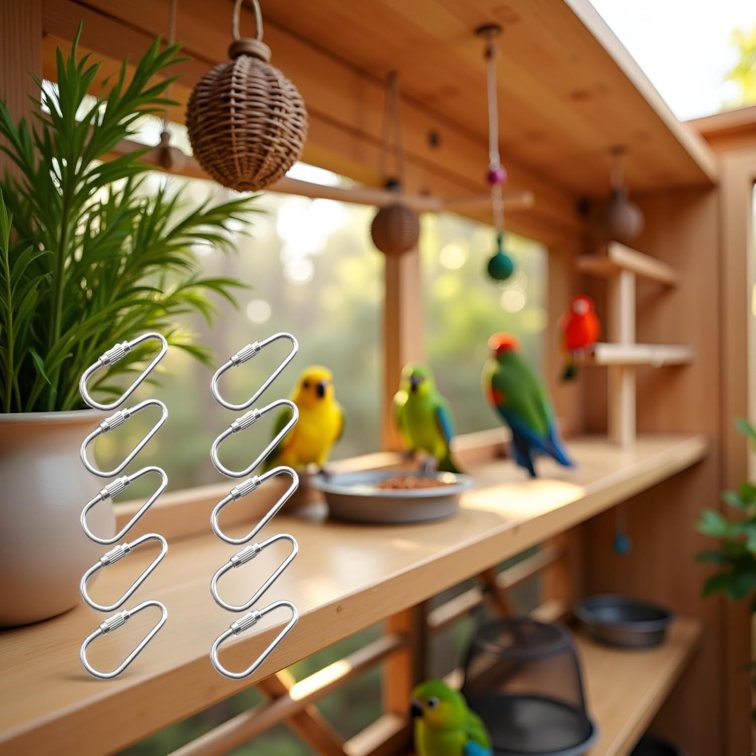 10 Pcs Silvery Parrot Toy Hook Stainless Steel Parts Heavy Duty Metal Hooks Suitable for Most Bird or Small Animal Hanging Toys Parrot Bird Hooks Metal Stainless Steel Parts DIY Bulk Birds image number 4