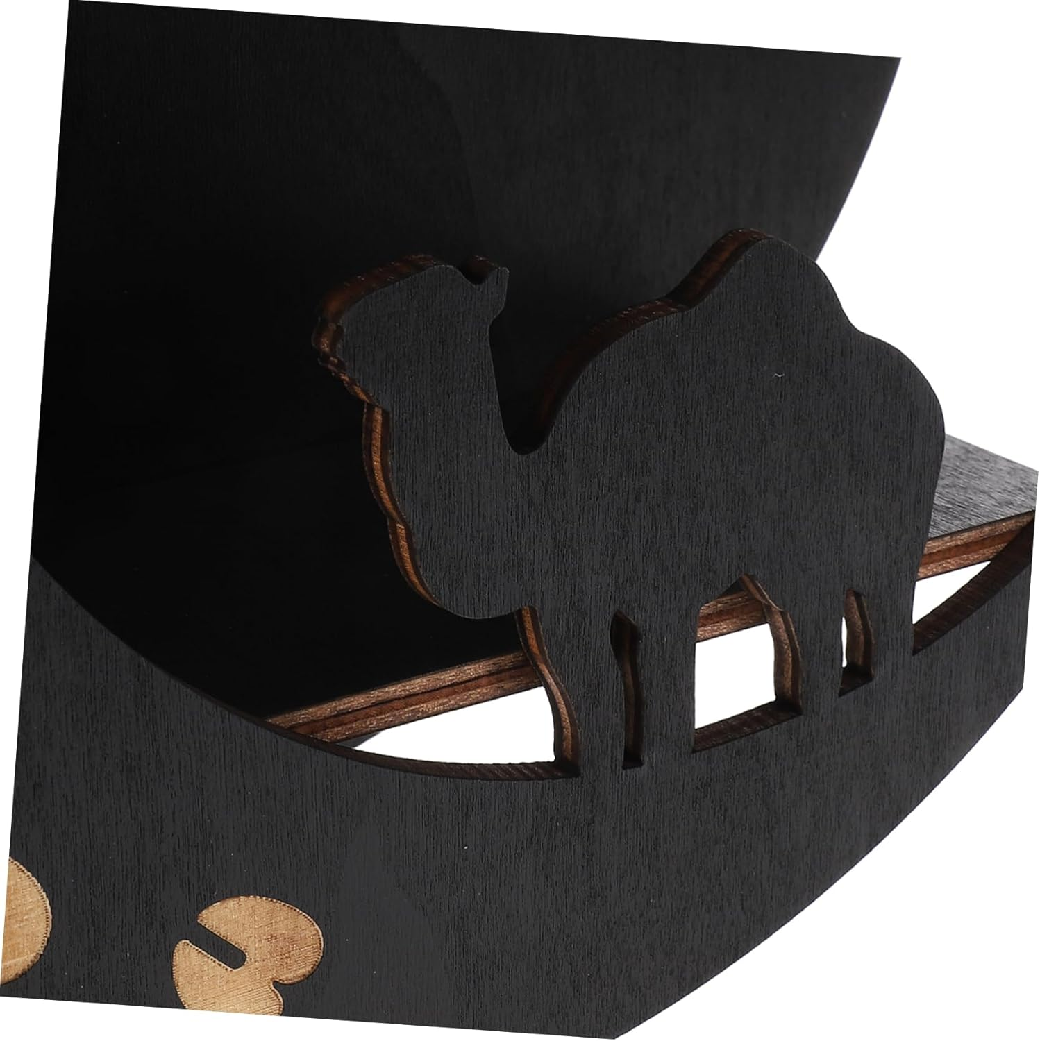 STOBAZA Wooden Crescent Wall Crystal Stand Display Stand Decoration Crescent Floating Shelves Shelf Decorations Display Stand Moon Floating Shelf Boho Decorations Black image number 1