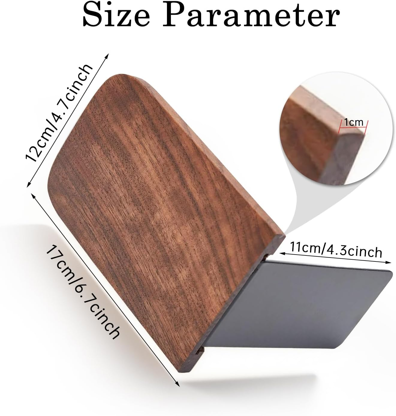 Handcrafted Walnut Bookends with Sturdy Metal Base &ndash; Premium Office & Library Organizer, Natural Wood Decor for Shelves (2-Pack, Eco-Friendly) - 2 Pack image number 6