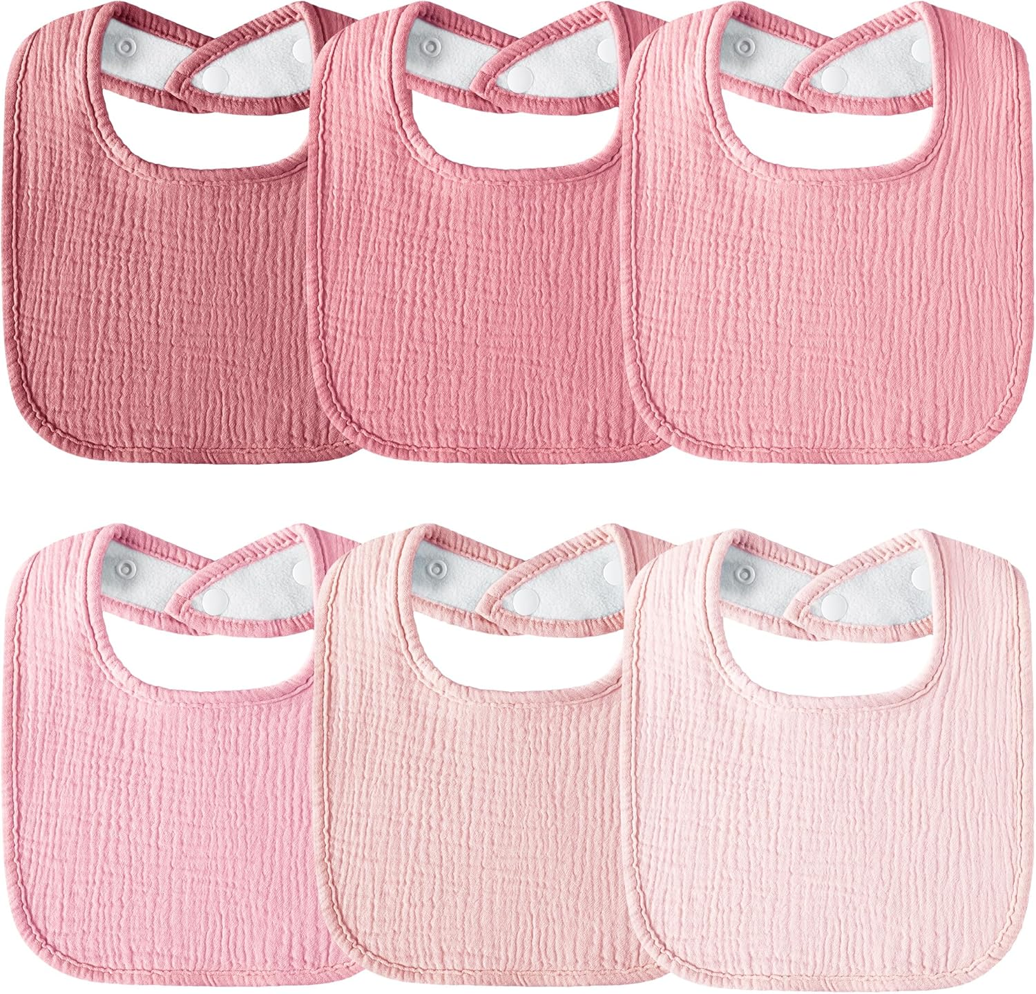 Muslin Baby Bibs 6-Pack Baby Drool Bandana Bibs for Baby Girls Boys Infant Newborn Toddler Drooling and Teething(Square Gradientpink) image number 4