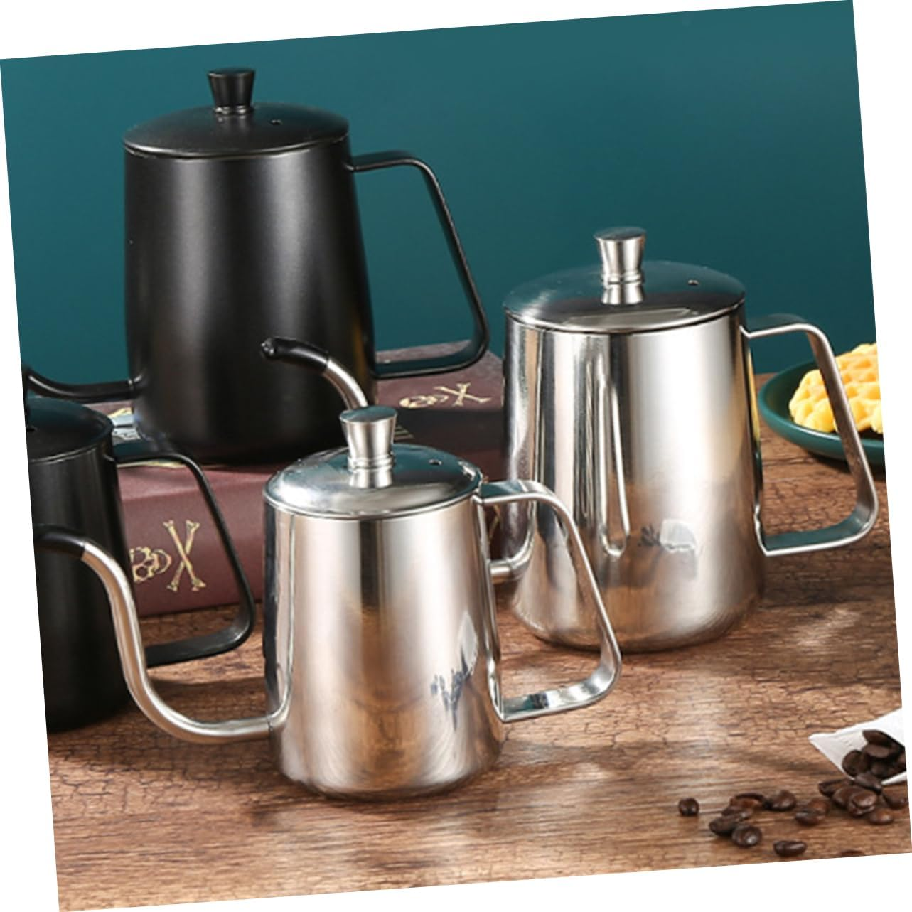 HEALEEP Gooseneck Kettle Stainless Steel Coffee Pot 600Ml Long Spout Metal Coffee Pouring Kettle with Lid for Home and Tea Brewing image number 2