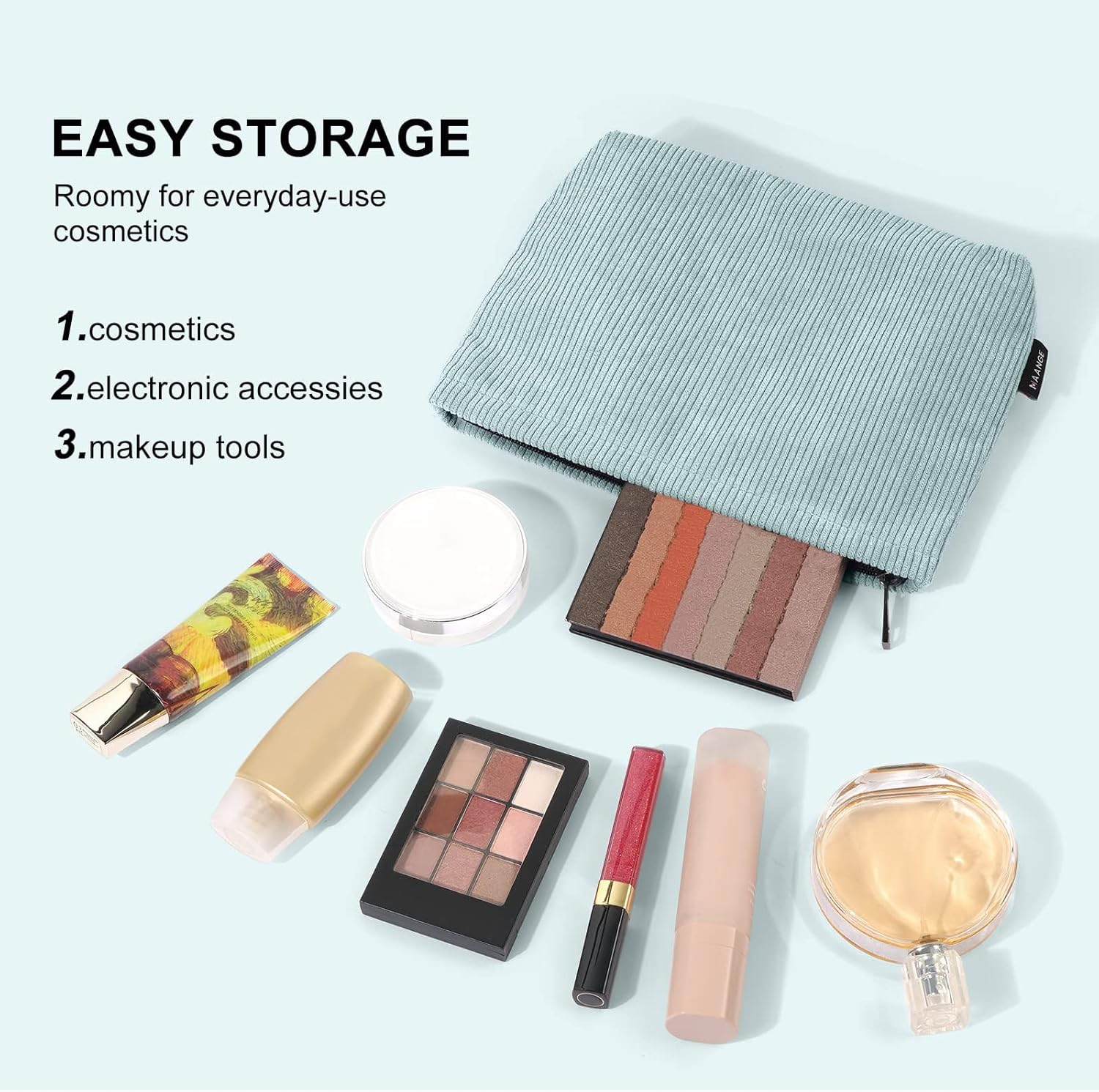 MAANGE Cosmetic Bags for Women Small Makeup Bag for Purse - Beige image number 6