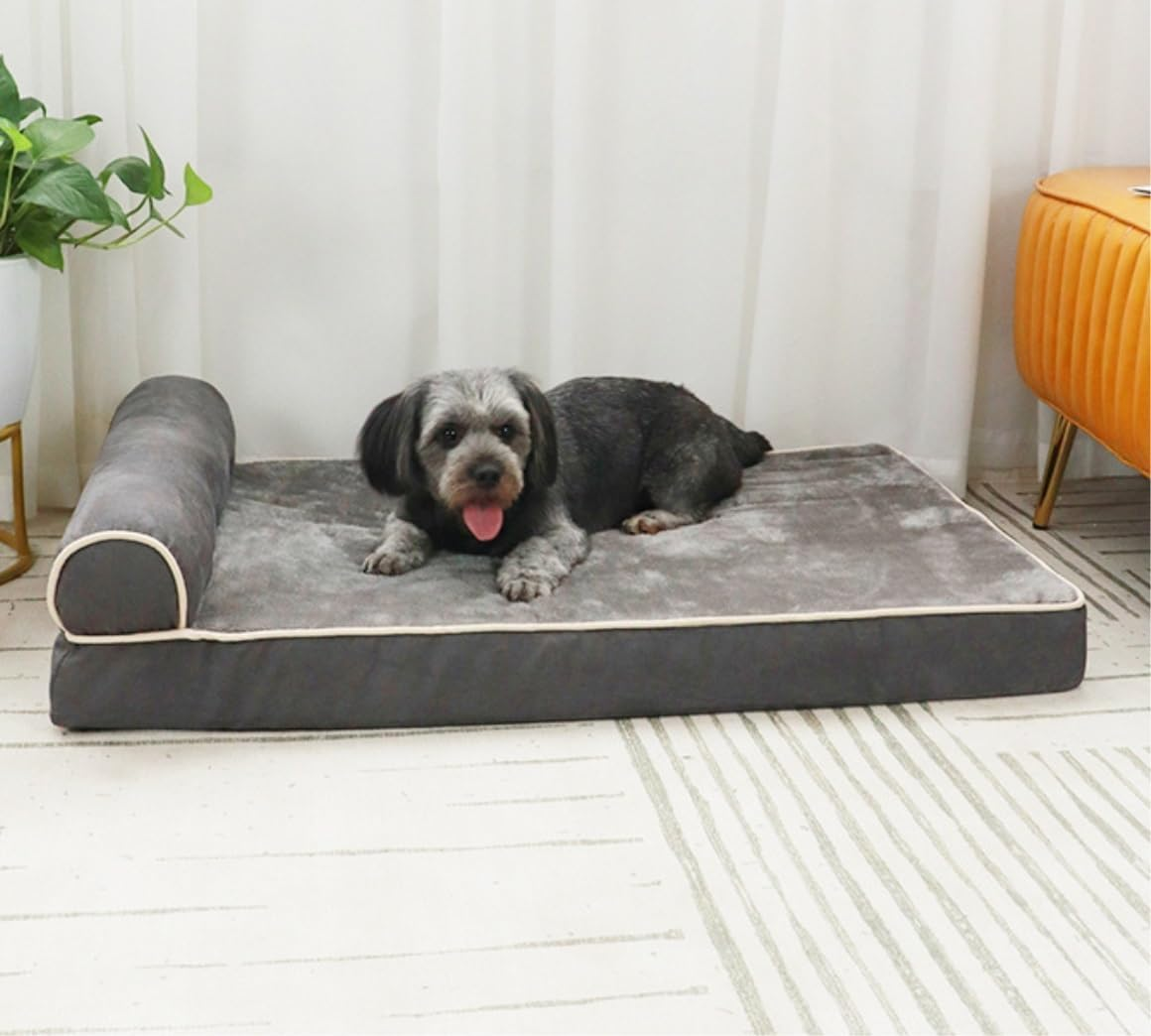 Dog Bed Cat House Pet House Pet Bed Orthopedic Dog Bed Thick Memory Foam Pet Beds with Pillow Durable Soft Flannel Fabric with Waterproof Liner Dog House Cat Bed Pet Nest ( Color : a , Size : 40*30*9C image number 2