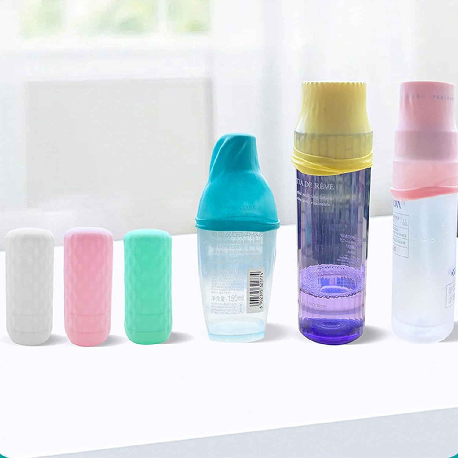 RIBHNXHI 10 Pack Travel Essentials Accessories Silicone Bottle Covers Elastic Sleeves for Leak Proofing Travel Size Toiletries Cruise Essentials Beach Vacation Supplies for Women Men image number 5