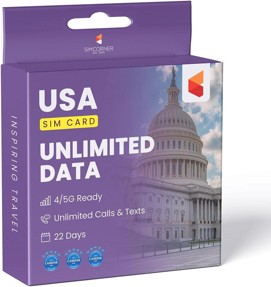 Simcorner USA Travel SIM Card (Unlimited 4G Data,10 Days) - 3-In-1 Data SIM Card - Standard, Micro & Nano SIM Card - Unlimited Calls & SMS to US, Hawaiian Mobiles & Landlines image number 2