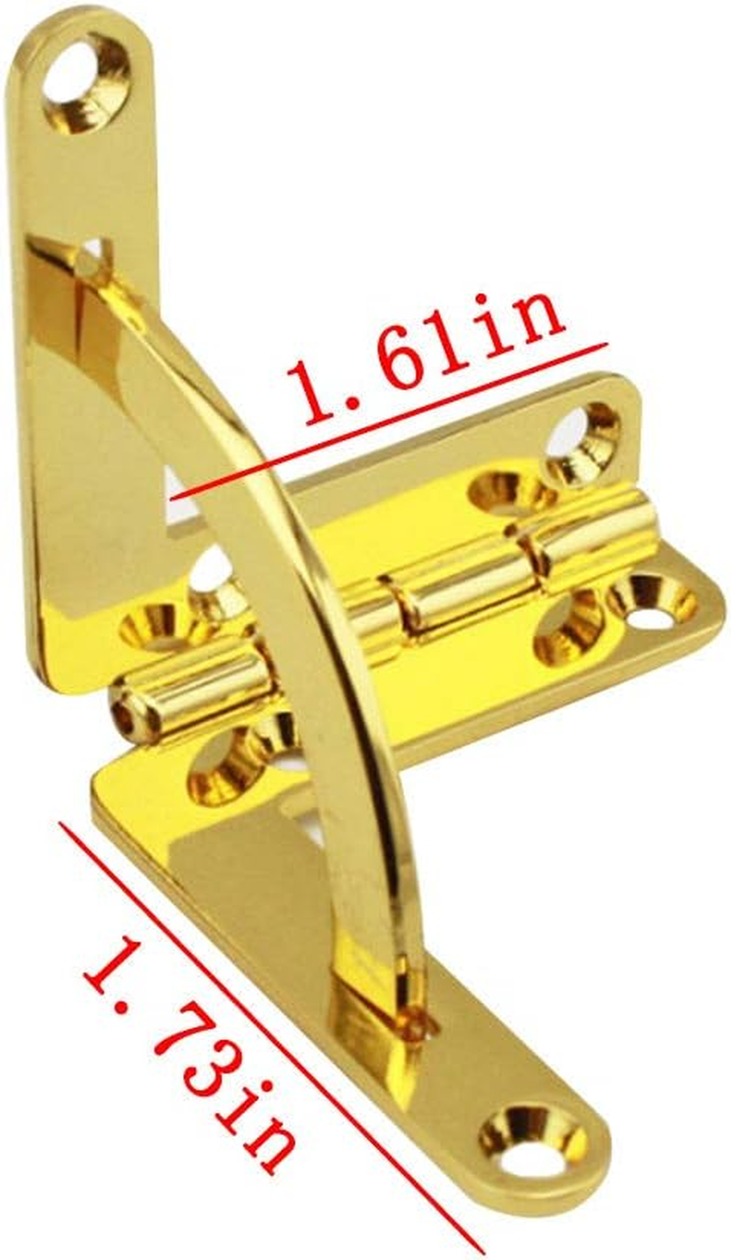 Geenite Zinc Alloy Box Hinge Cigar Case Furniture Hardware 90 Degree Folding Support Hinge for Jewelry Wine Wooden Box Connect Mount Golden Hinges 2 Pcs (Gold)