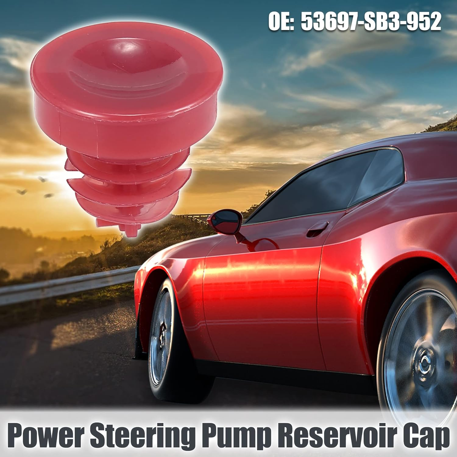 X AUTOHAUX 53697-SB3-952 Power Steering Pump Reservoir Cap Red for Honda Civic Odyssey Accord CR-V for Acura RL RDX MDX Plastic image number 3