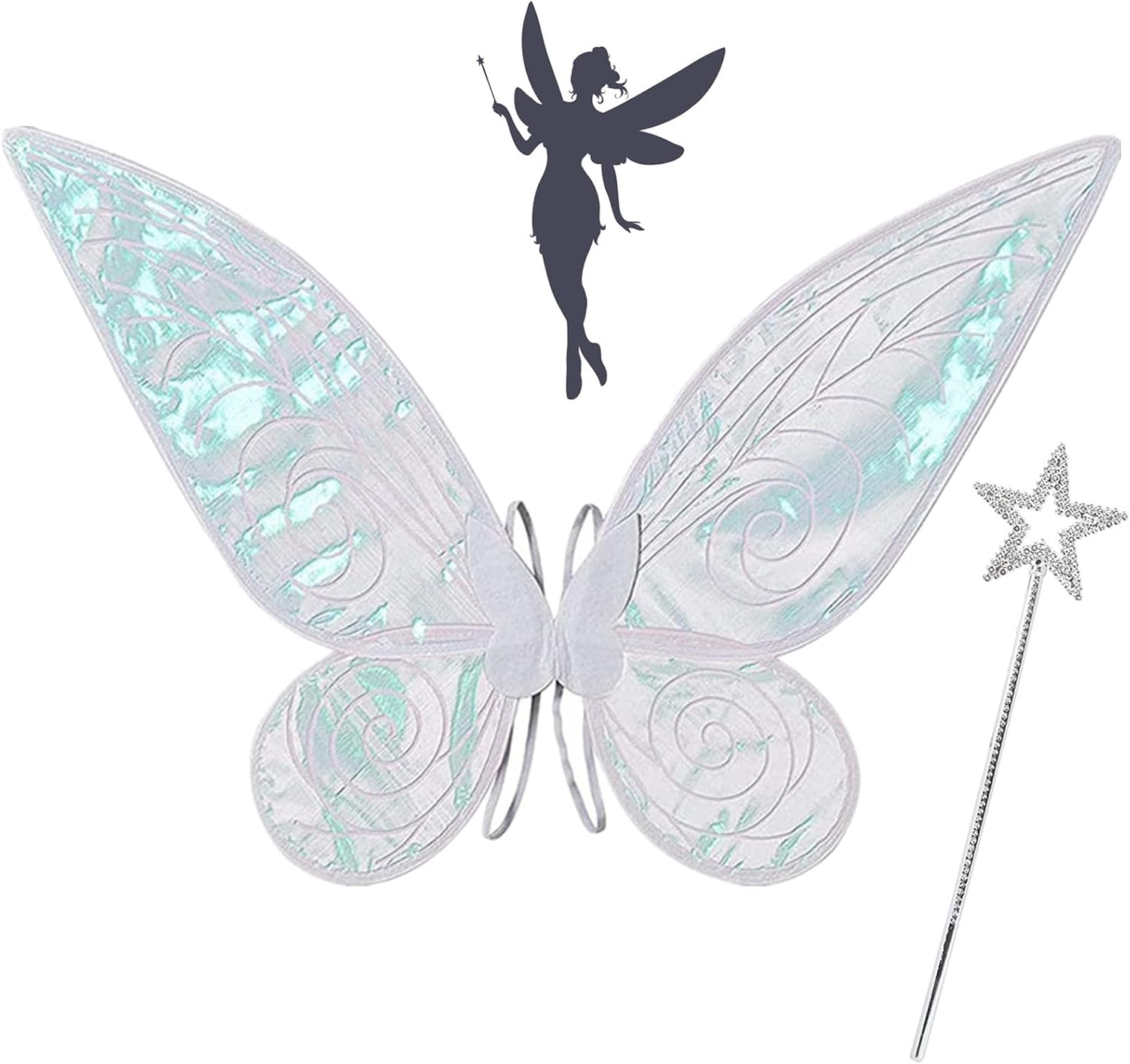 Fairy Wings, Fairy Wings for Adult Women Kids Girls Butterfly Wings Dress up Fairy Angel Princess Set for Halloween Birthday Christmas Themed Party (Green)