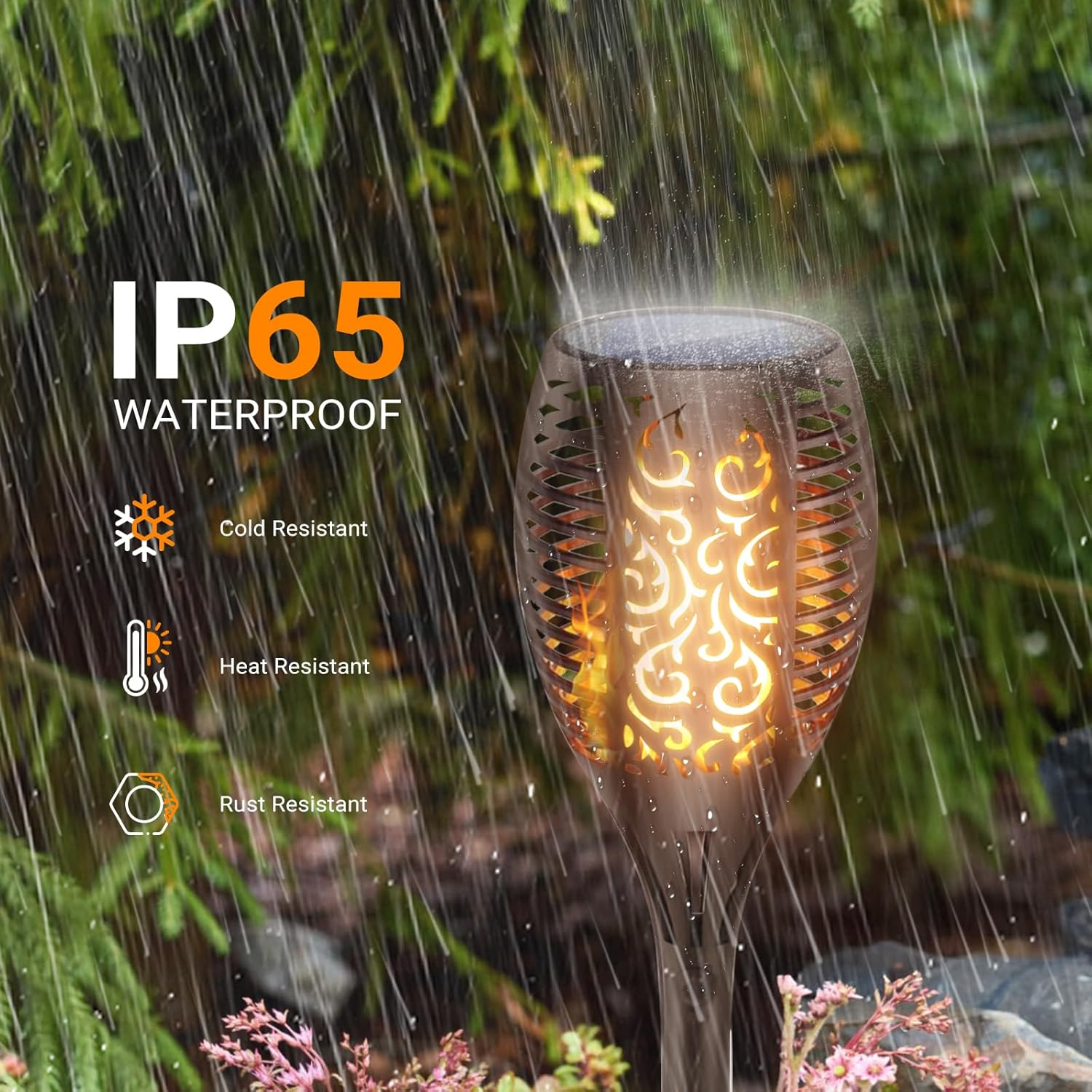 Xmart 12 LED Solar Lights Outdoor Upgraded 8Pack,Ip65 Waterproof Solar Torch Light with Flickering Flame, Solar Tiki Torches Decoration Lights, for Path Yard Garden image number 6