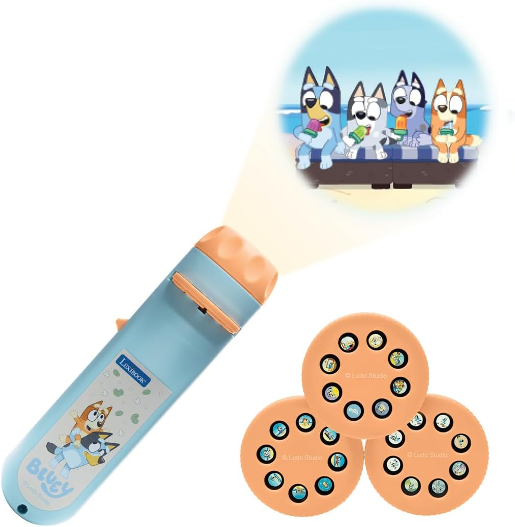 Lexibook, Bluey, Bluey LTC050BYLXB Storyteller Projector and Flashlight, Blue Yellow image number 3