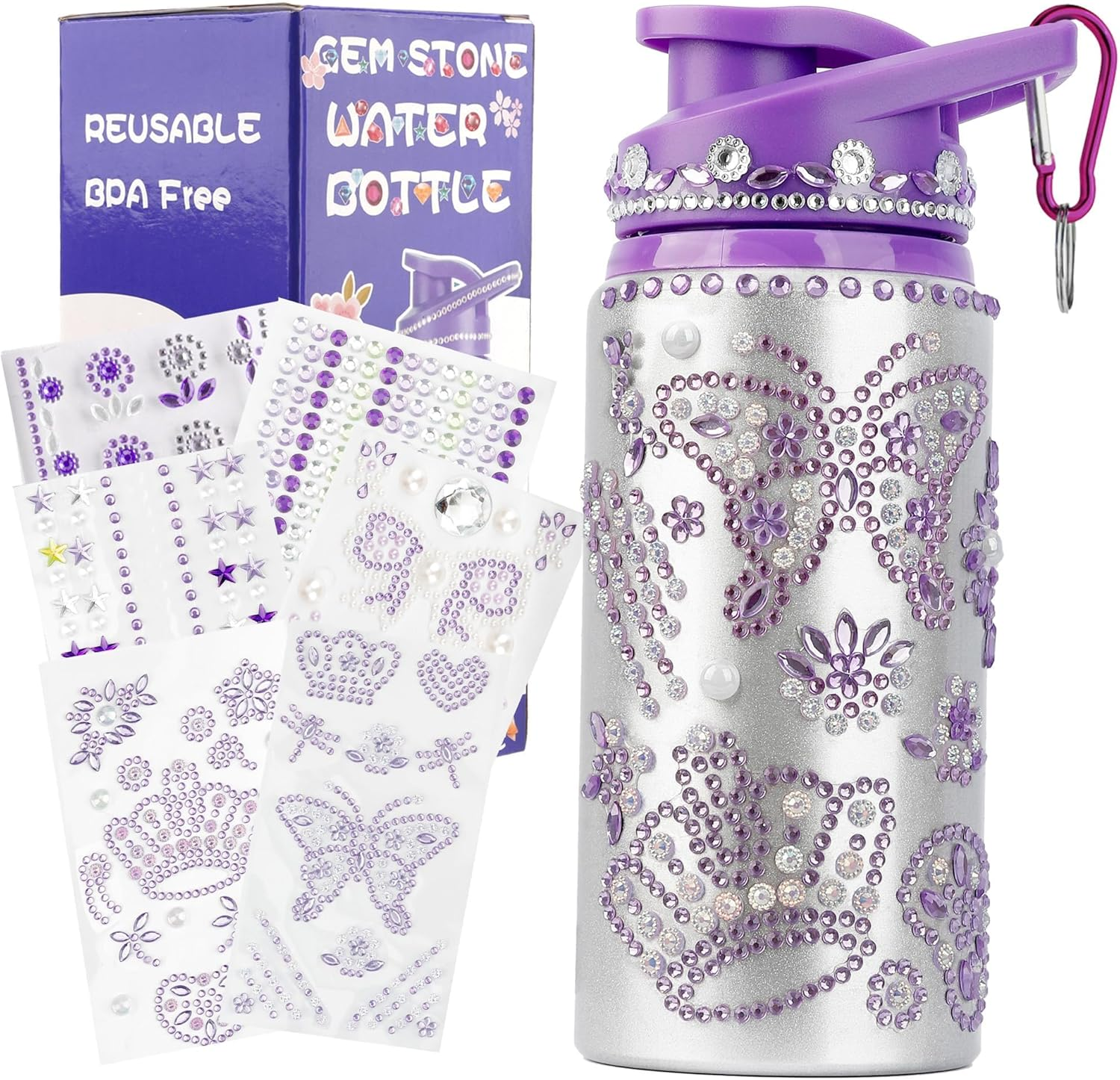 Kids Gift Girls Decorate Your Own Water Bottle for Girls Arts and Crafts for Kids Ages 8-12 Toys for Girls 8-10 Year Old Girl Gem Stickers Kit Ideas Birthday Gift image number 5