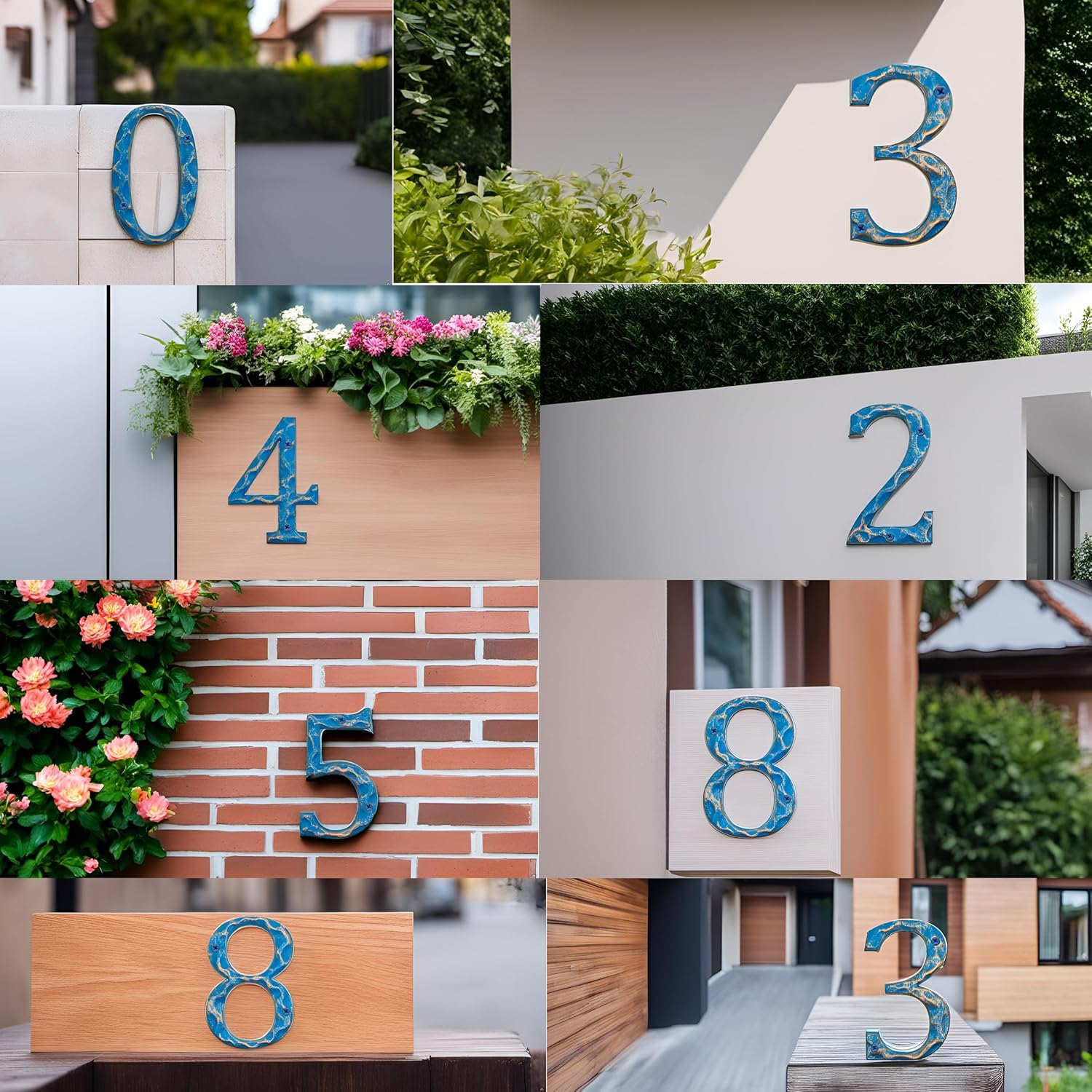 5.5 Inch House Numbers- Unique Cast Iron Metal Address/Mailbox Number for outside or Front Door, Handmade Gold & Blue Finish (Number 4) image number 1
