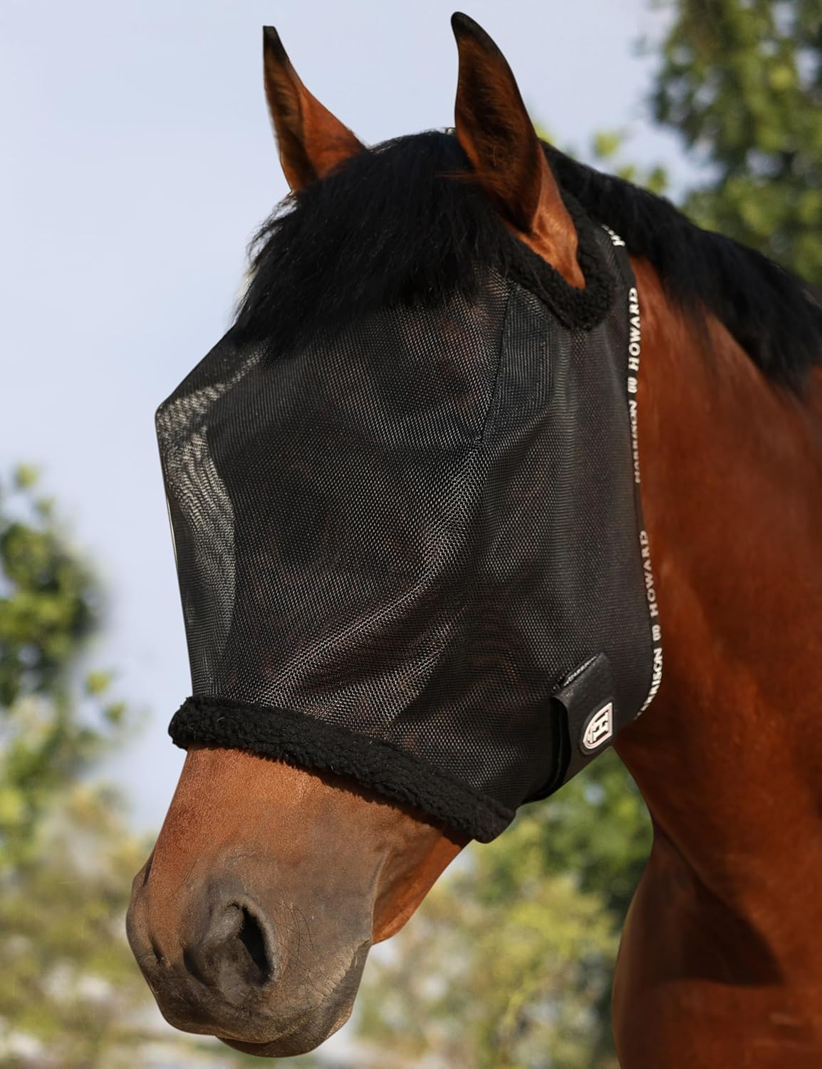 Harrison Howard All round Mesh Horse Fly Mask UV Protective with Fleece Padded Edging Purple L
