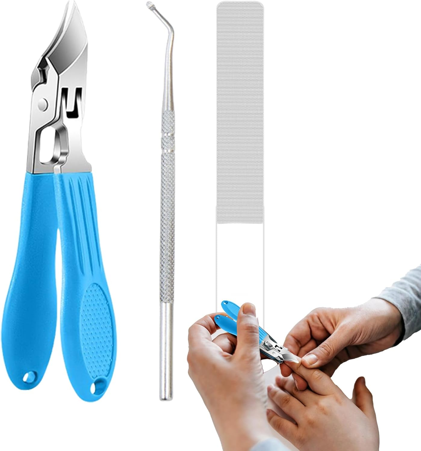 Angled Nail Clippers - Toenail Trimmer Stainless Steel - Portable Anti-Splash Fingernail Grooming Cutter for Men Women Seniors Home Travel Salon