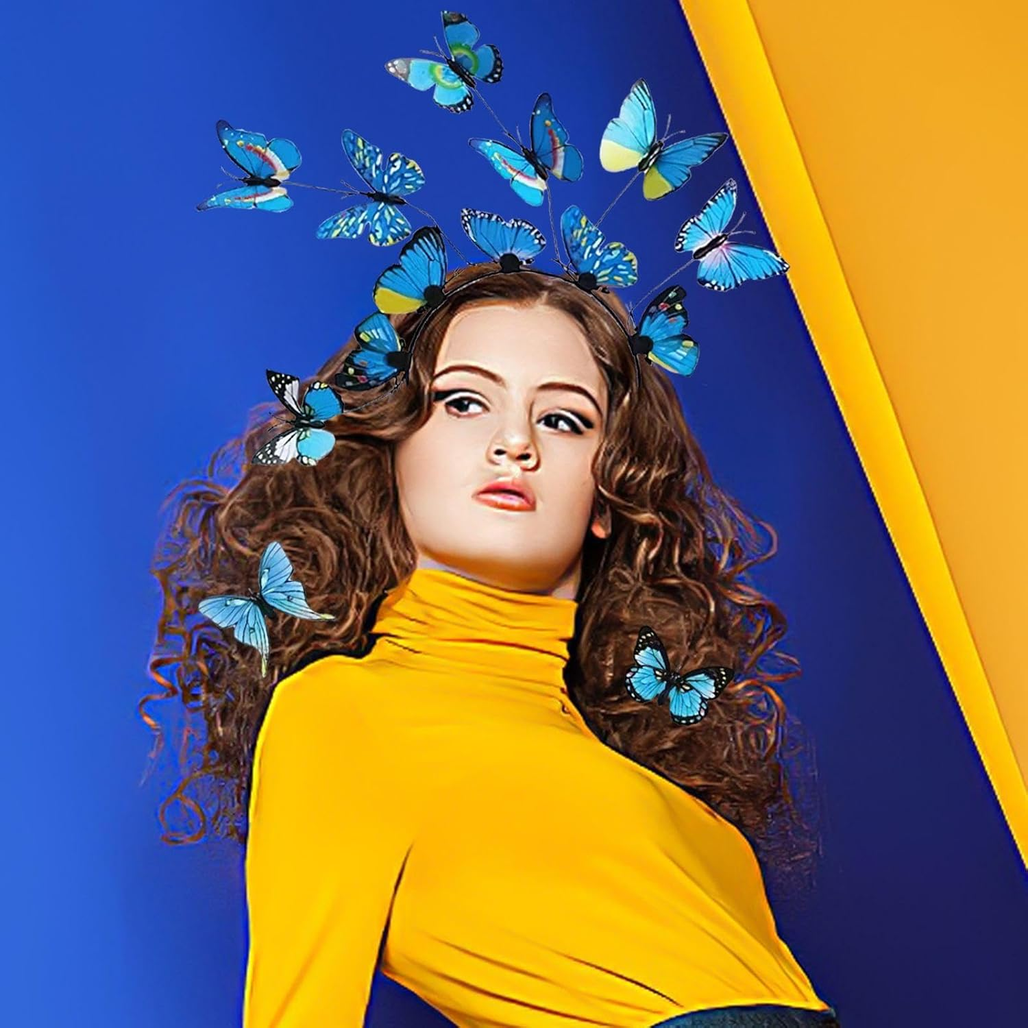 1 X Blue Butterfly Headband, 8-Piece Hair Pins, Creative Headband, Intrusive Props, Interesting Hair Accessories and Hairstyle for Women. image number 2