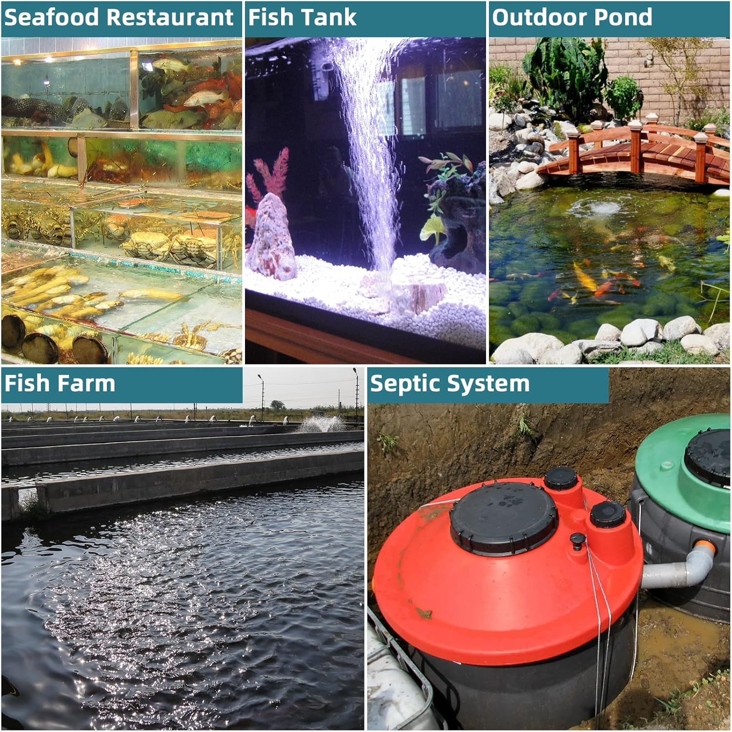 85L Septic Linear Air Pump W/Timer, Pond Aerator Septic Tank System Air Pump Outdoor, Koi Pond Hydroponic Air Pump for Ponds, Aquariums, Waste Treatment, Fish Farm, Seafood Restaurant image number 2