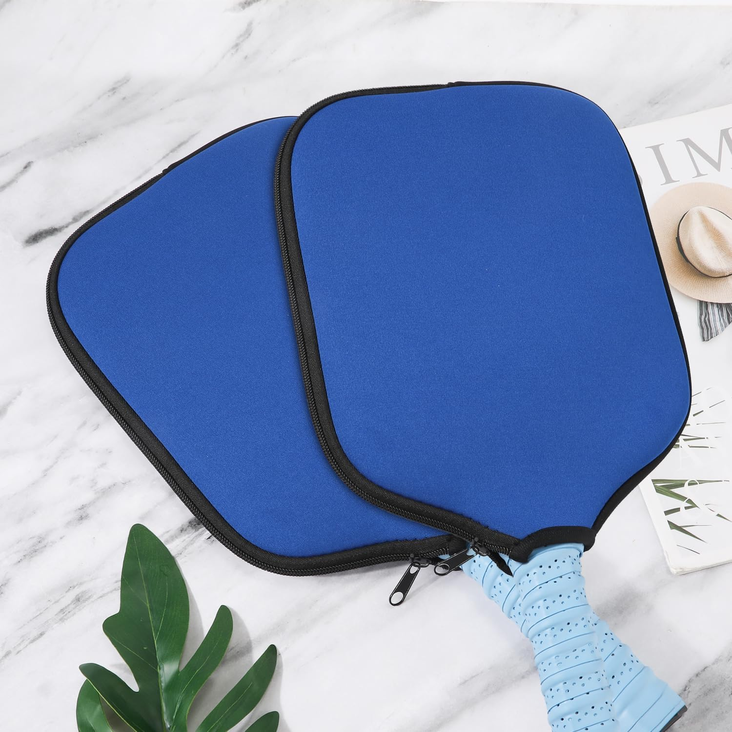 2Pcs Pickleball Paddle Covers, Waterproof Neoprene Pickle Ball Covers Protective Pickleball Racket Holder Sleeve with Zipper Fits Most Paddle Racket (Blue) image number 4
