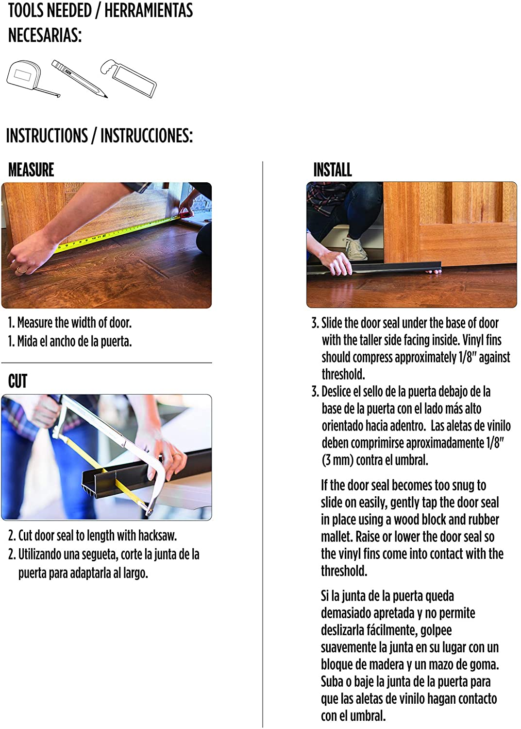 M-D Building Products 43337 36 In. Brown Vinyl Cinch&reg; U-Shape Slide-On under Door Seal image number 5