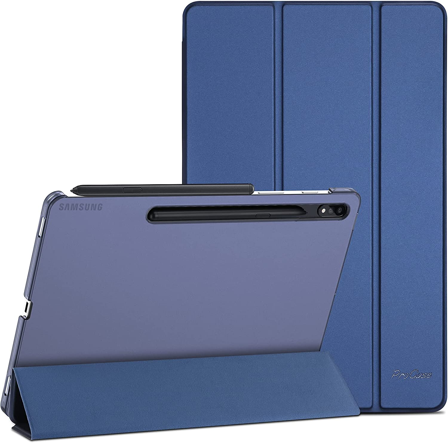 Procase Galaxy Tab S8 / Tab S7 11 Inch Case, Protective Slim Case Folio Hard Back Stand Smart Cover for 11" Galaxy Tab S8 2022 / Galaxy Tab S7 2020 SM-X700 X706 T870 T875 T878 &ndash;Navy
