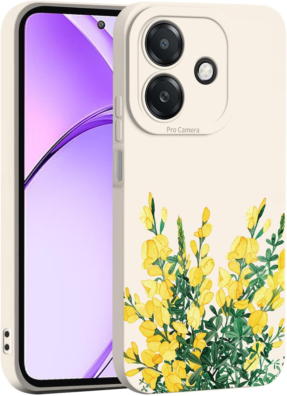 ILING Liquid Silicone Case for Oppo A40 4G / Oppo A40M, Ultra Thin Elegant Flowers and Cute Cartoon Pattern Women'S Mobile Phone Case, Soft TPU Bumper Shockproof Protective Case (White Q01) - Black Q09 image number 5