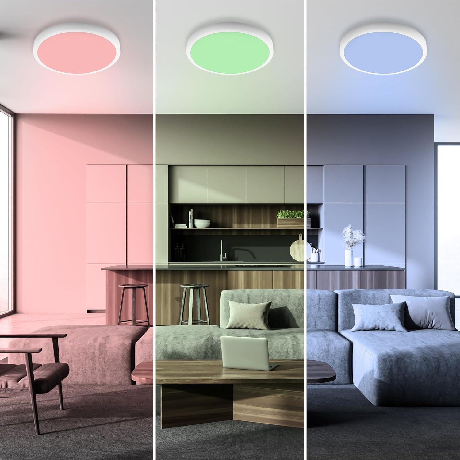 BRILONER - Smart LED Ceiling Light, Wifi LED Ceiling Light, Dimmable, Adjustable Colour Temperature, Colourful Colours, Lamp, Voice Control, Living Room Lamp, Bedroom Lamp, 270 X 60 Mm image number 1