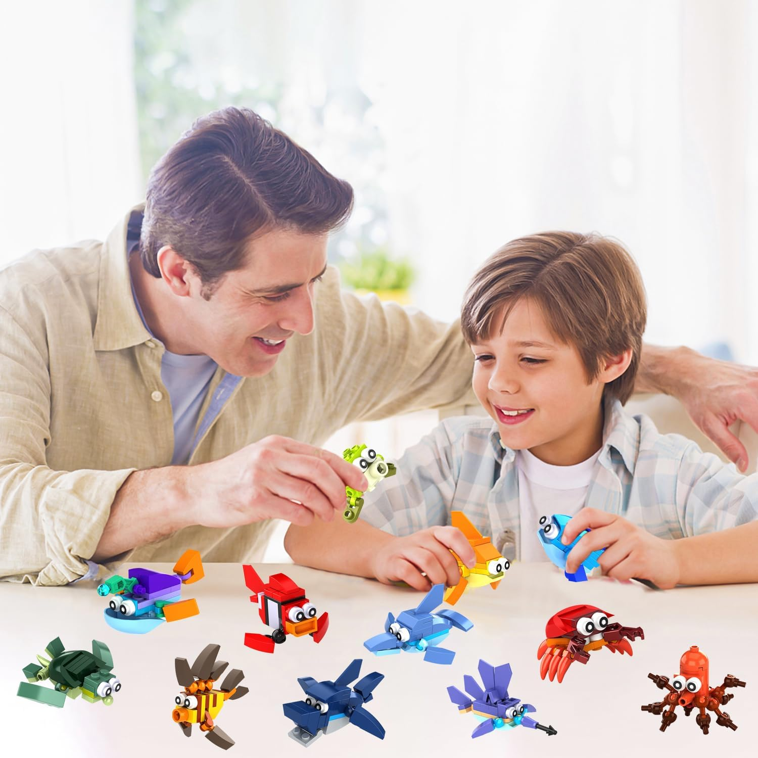 12 in 1 Pre Filled Sea Creatures Building Blocks Set-12 Pcs Mini Building Blocks Toys,Various Sea Creatures,Stem Building Blocks Toys,Party Favor for Kids,Birthday,Goodie Bags,Carnival Prizes image number 3