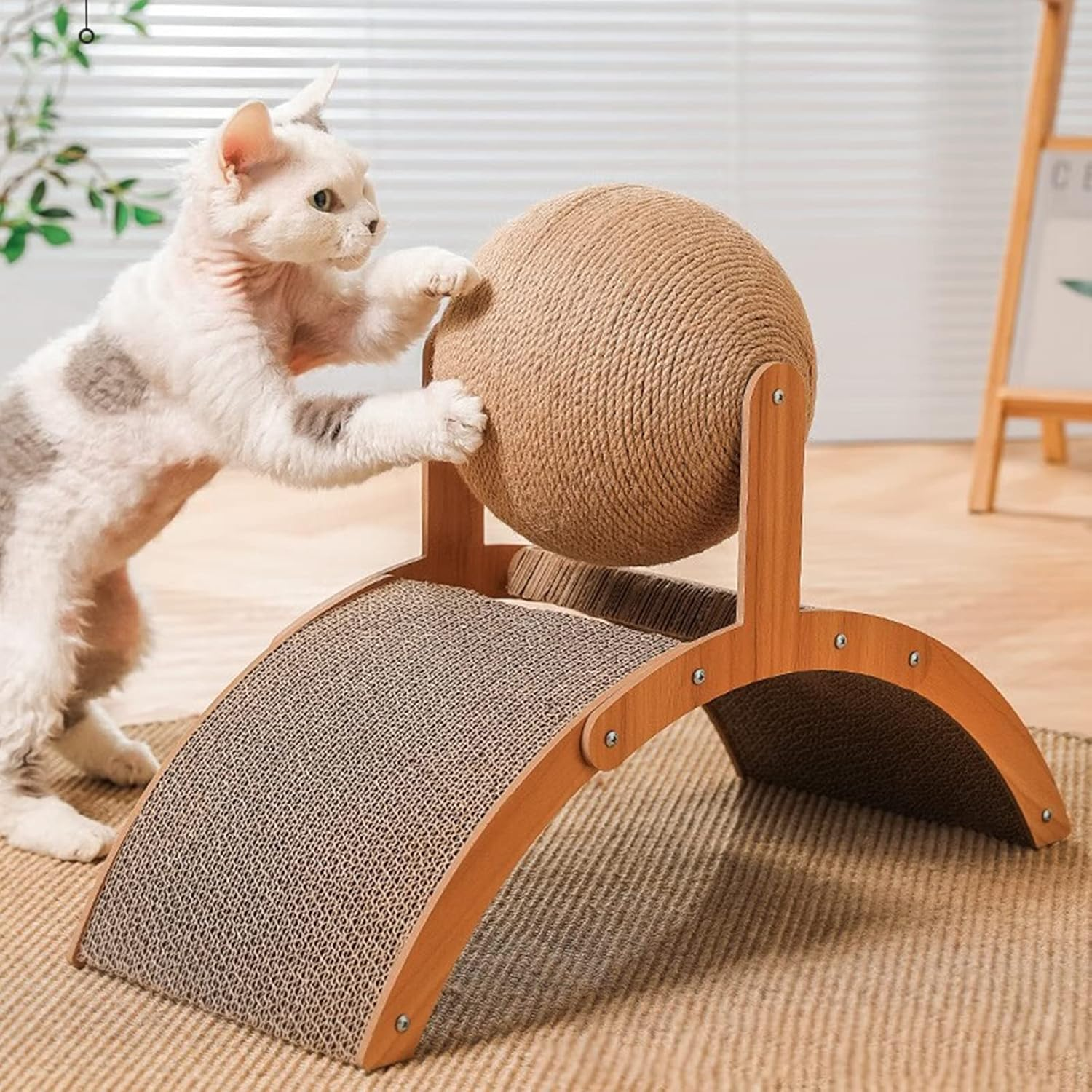 Undres Cat Scratching Board, Cat Toy, Cat Toy Ball, Cat Bed with Scratching Ball, Scratching, Play, Rest for Cats, Beds & Furniture for Cats, Body Building of the Cat Adapted Design image number 1