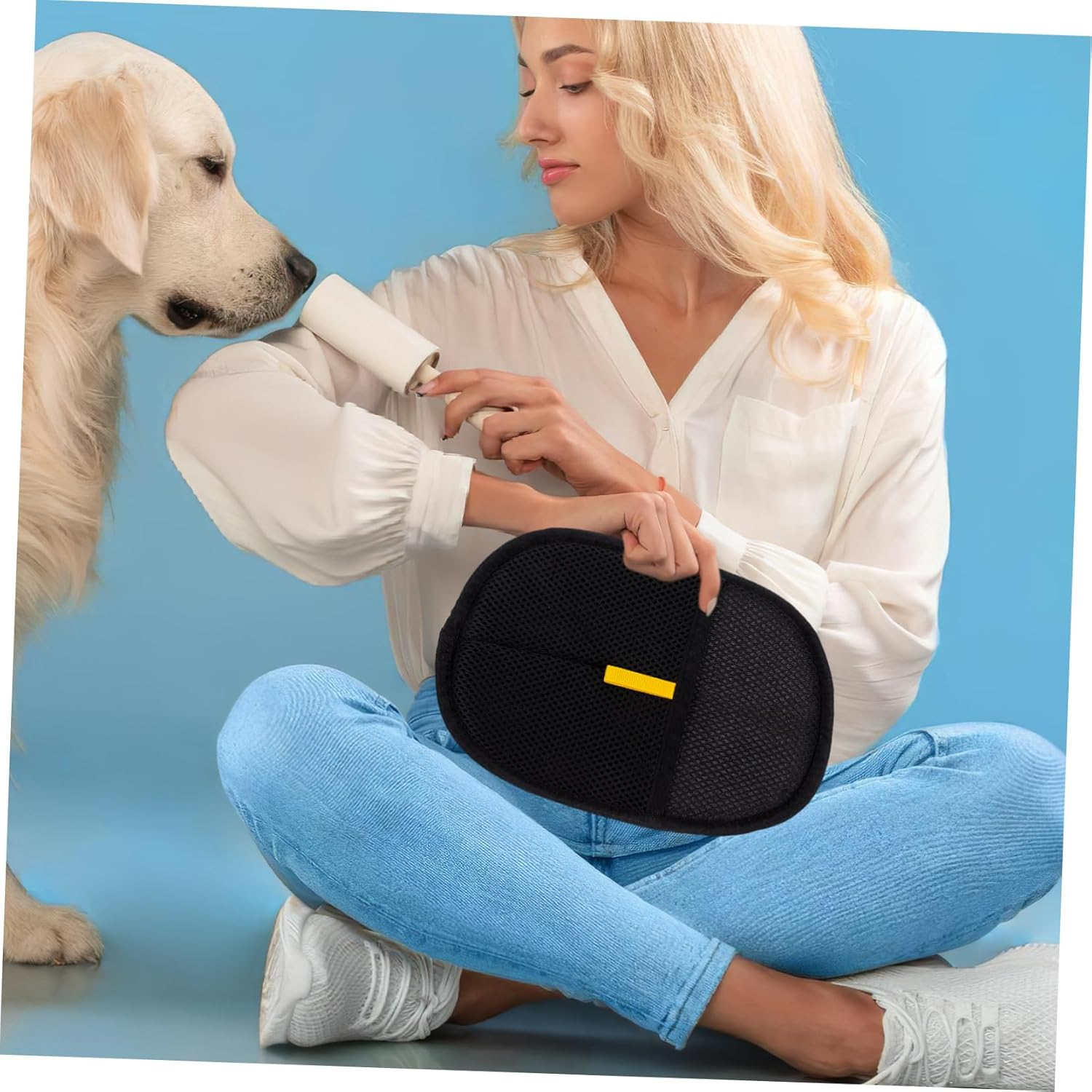 Anneome Pet Hair Removal Gloves Double Sided Brush for Cats Dogs Efficient Dog Cat Hair Remover Large Grooming Mitt Easy Maintenance image number 2