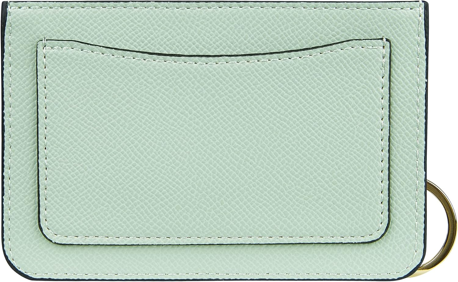 Women'S Leather Slim Minimalist Card Holder Case Zipper Changes Coin Front Pocket Wallet with Keychain, Green, Casual image number 1