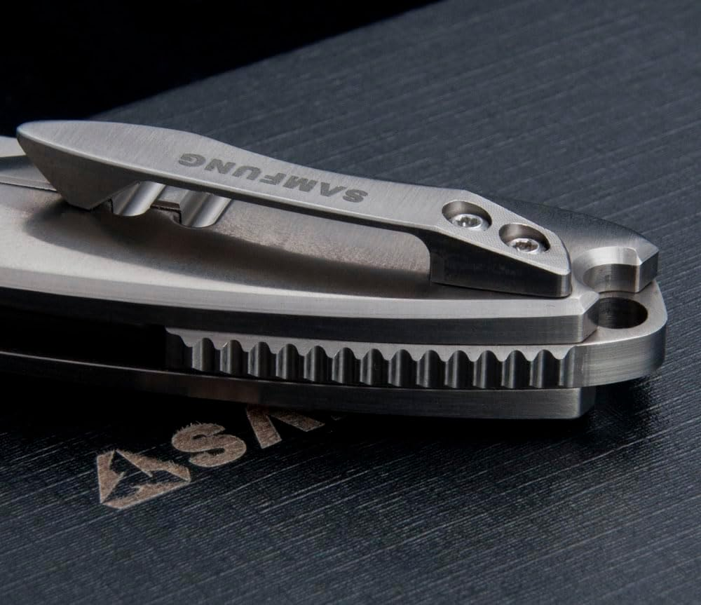 SAMFUNG Folding Pocket Knife, 3 Inch D2 Steel Blade and Titanium Handle, EDC Knife for Outdoor Camping Gift (Titanium) image number 1