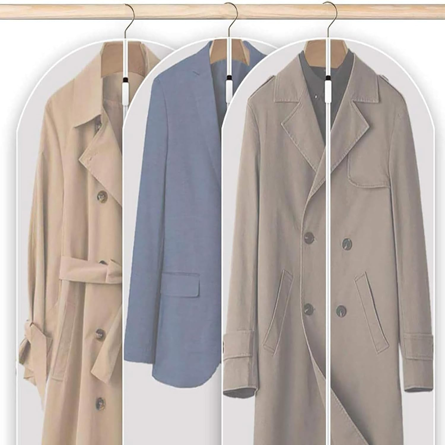 Pack of 6 Garment Bag Clear Dust Bags Cover Moth Proof Zippered Breathable for Clothes Storage Suits Dress Dance image number 1