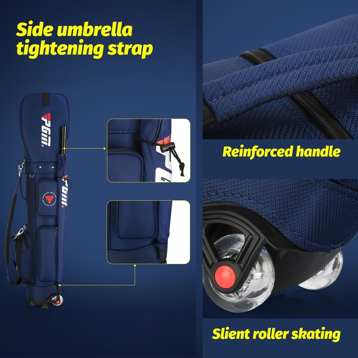 Golf Clubs Bag with Wheels Wheeled Clubs Bag - Black image number 5