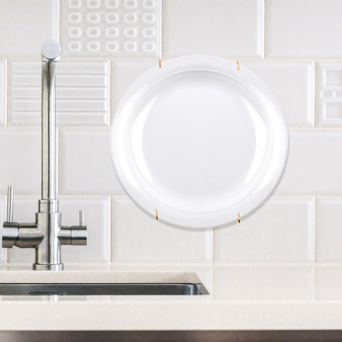 GRADENEVE 10Pcs Stainless Steel Invisible Plate Wall Hangers with Spring Hooks for Large Decorative Plates Vintage Dinnerware Display Wall Mount Holders for Kitchen Storage and Dining image number 5