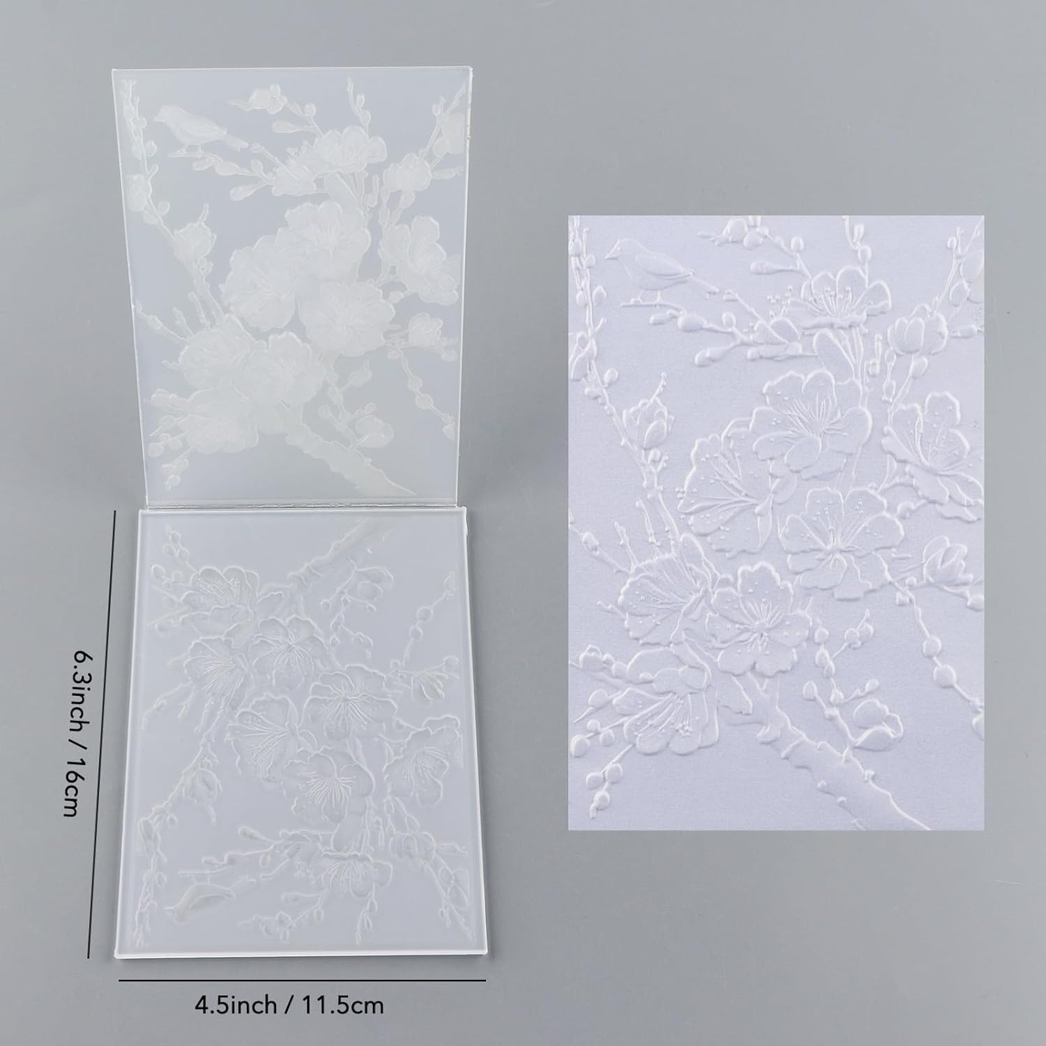 Flower Clear Plastic Texture Fades Embossing Folder Template, 1Pc 3D Embossing Folders Textured Flowers Leaves Embossed Template Embossing Plates Embossing Folders,Flowers Plastic Embossing Folders image number 6