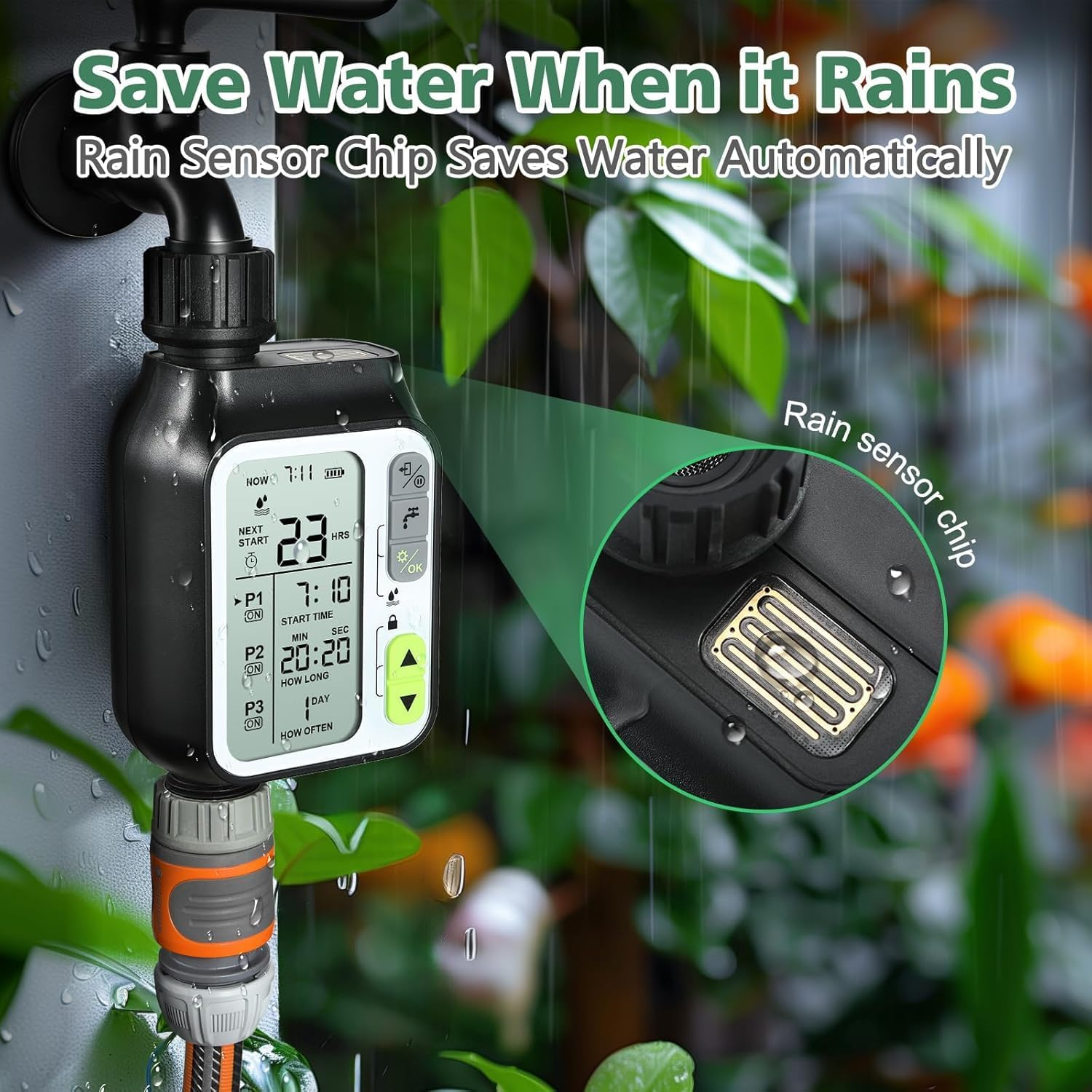 Ausale Digital Water Timer, Sprinkler Timer Programmable, Garden Hose Timers for Watering Large LCD Display, Manual Irrigation Mode, IP65 Waterproof Lawn Patio Farm (HCT355) image number 3