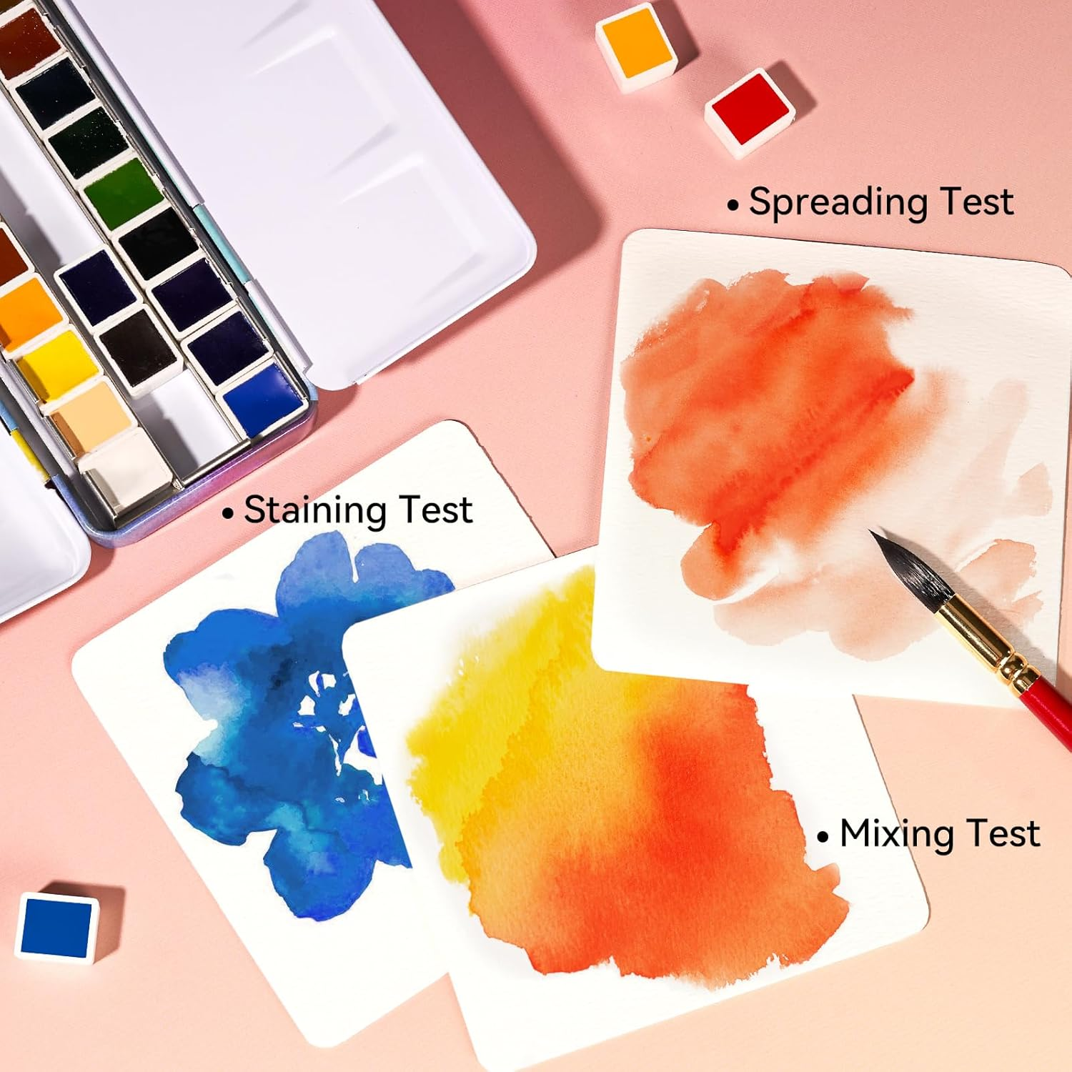 Paul Rubens Watercolor Paint Set, 24 Colors Solid Watercolor Paint, Easy to Blend and Diffuse Watercolor Palette, Compact and Portable Travel Watercolor Set Suitable for Beginners and Professionals image number 4