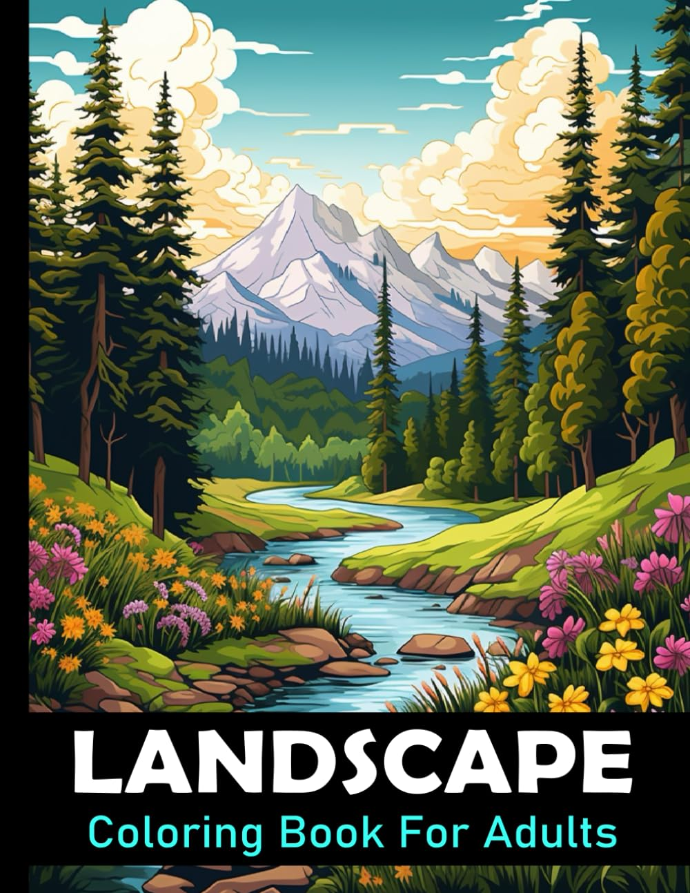Landscape Coloring Book for Adults: Large Print Nature Colouring Book for Relaxation and Mindfulness / 50 Stress Relieving Designs to Color for Men and Women image number 1