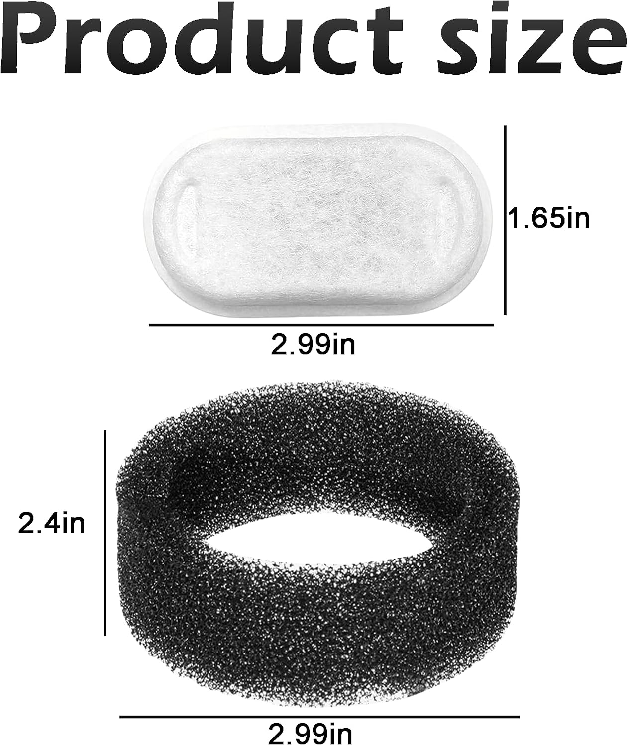 Treayes 24 Pcs Replacement Filters for Cat Drinking Fountain and Pet Water Fountain, Cat Fountain Filter,12 Carbon & 12 Foam Filters for 67Oz/2L/3.2L Stainless Steel Water Fountain image number 1