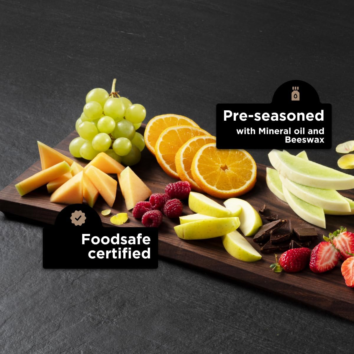 Live Edge Hardwood Charcuterie Board - Walnut Face Grain Charcuterie Board Serving Platter and Cutting Board - Combine Rustic Charm with Modern Elegance - 24X9X1 Inches image number 4