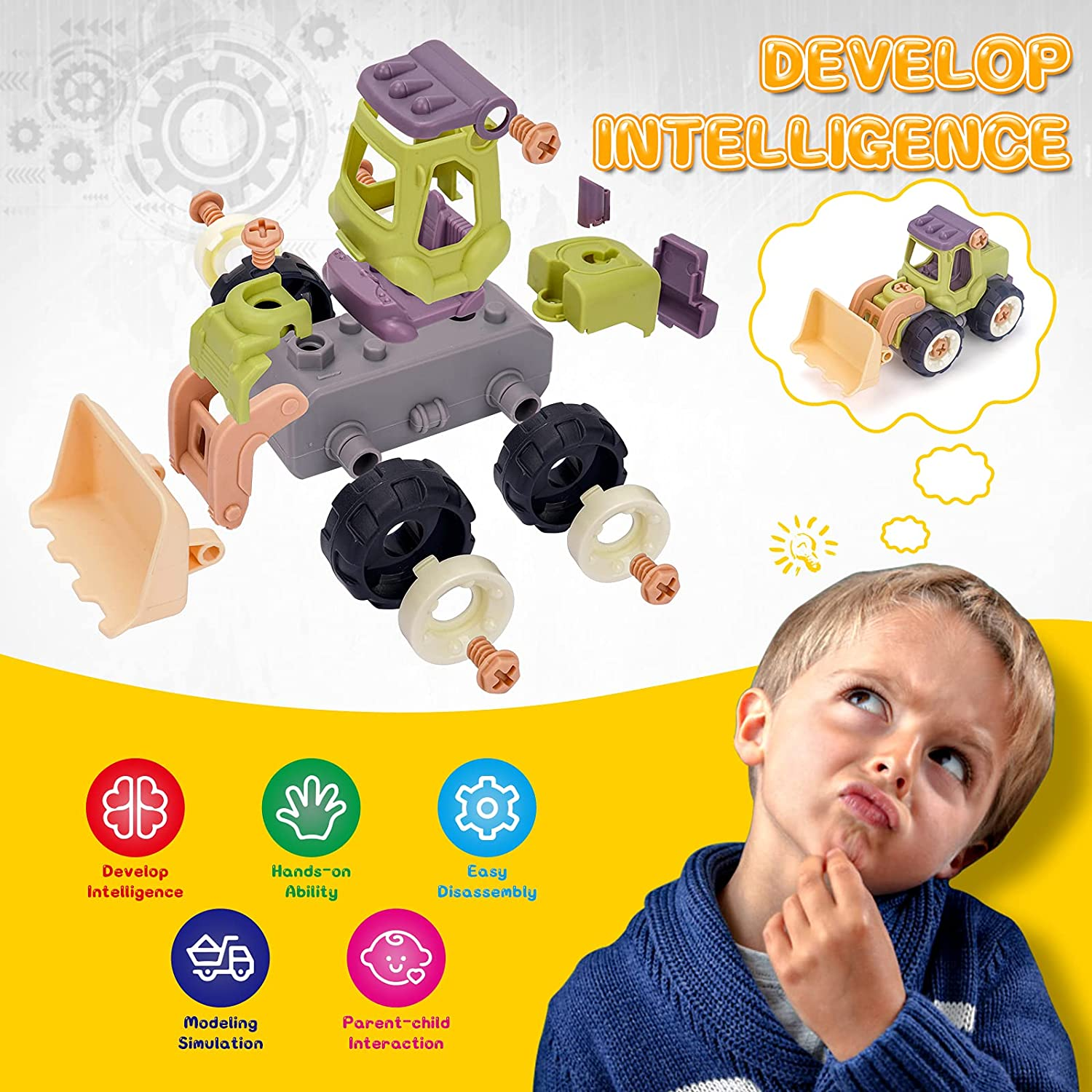 Take Apart Play Vehicles Set 4 PCS for Toddlers - Great Gifts for Boys image number 5