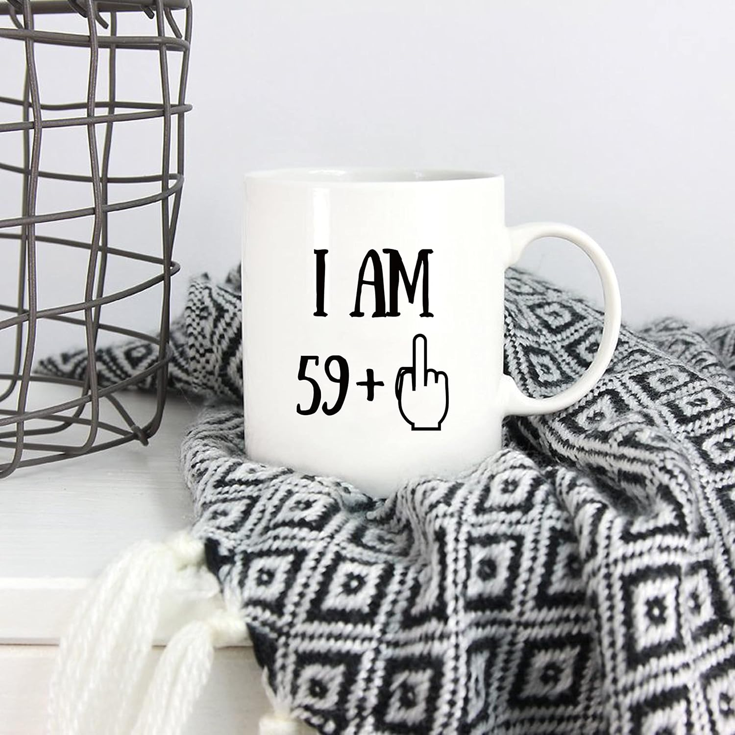 5Aup Funny 60Th Birthday Coffee Mug, I Am 59 + 1 Best Gag 60Th Birthday Gifts for Him Her Coworker Friend Cup White, 11 Oz image number 4