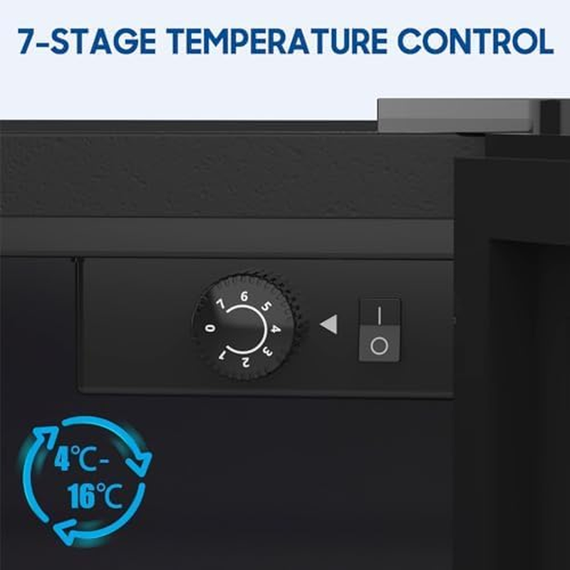 YOPOWER Mini Bar Fridge Glass Door, 36L Beverage Refrigerator Small Fridges for Beer Soda or Wine, Black image number 4